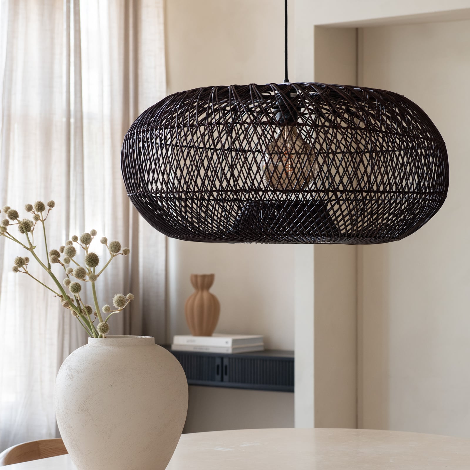 GOOD & MOJO Suspension Arizona, rouge, Ø 70 cm, rotin, E27 GOOD & MOJO Suspension Arizona, rouge, Ø 70 cm, rotin, E27