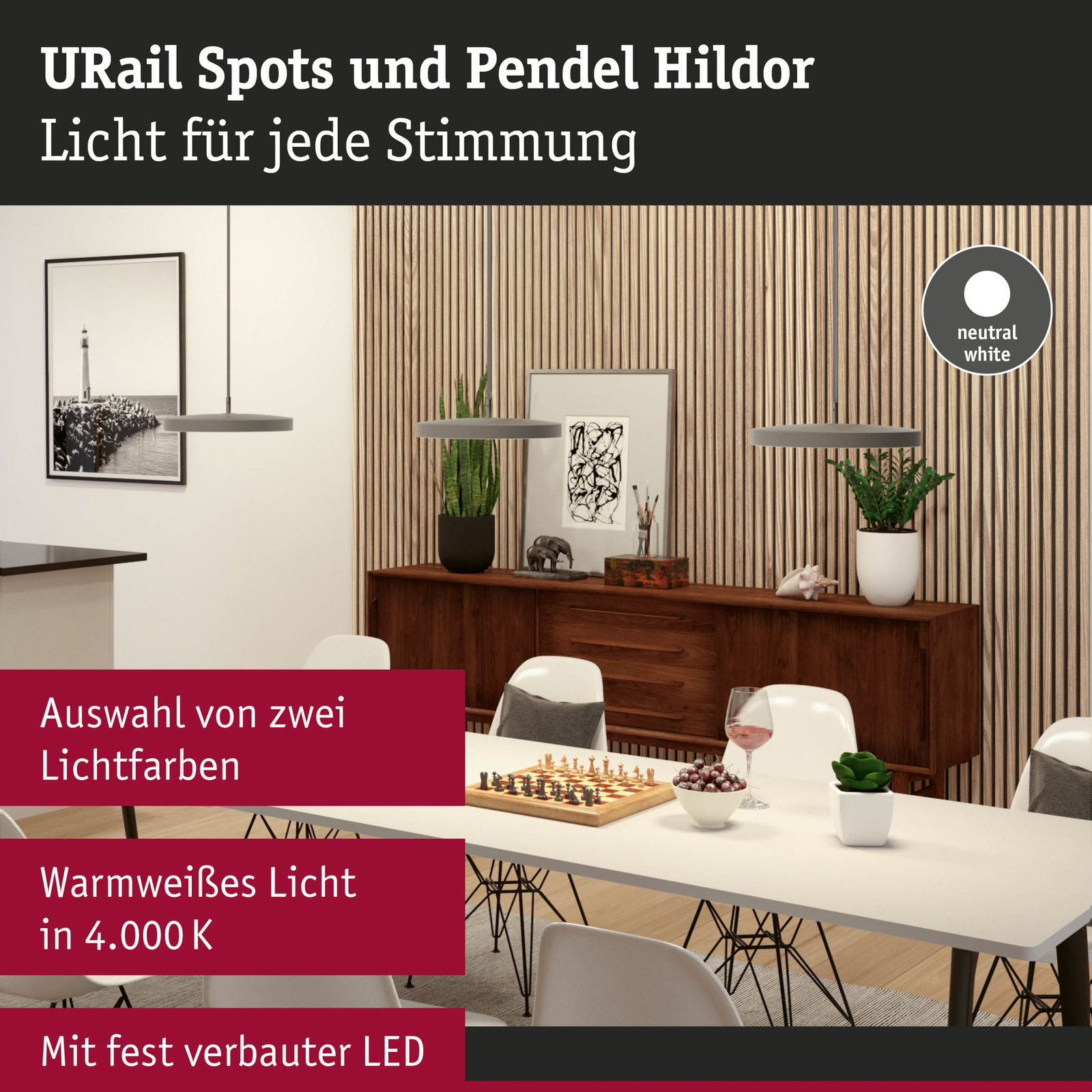 Paulmann URail Hildor LED hanglamp chroom 4.000K