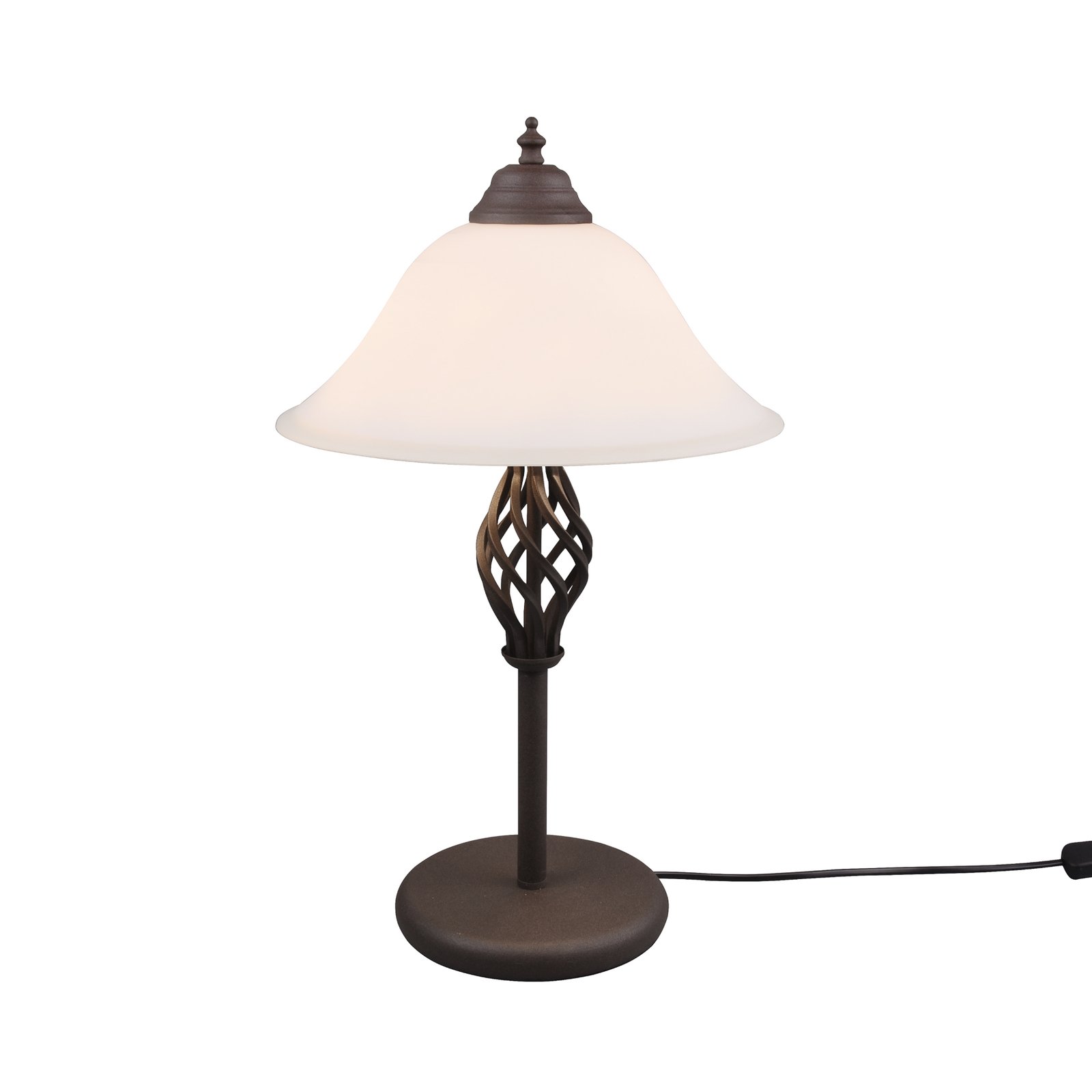 Stolní lampa Rustica s lankovým vypínačem, rezavá