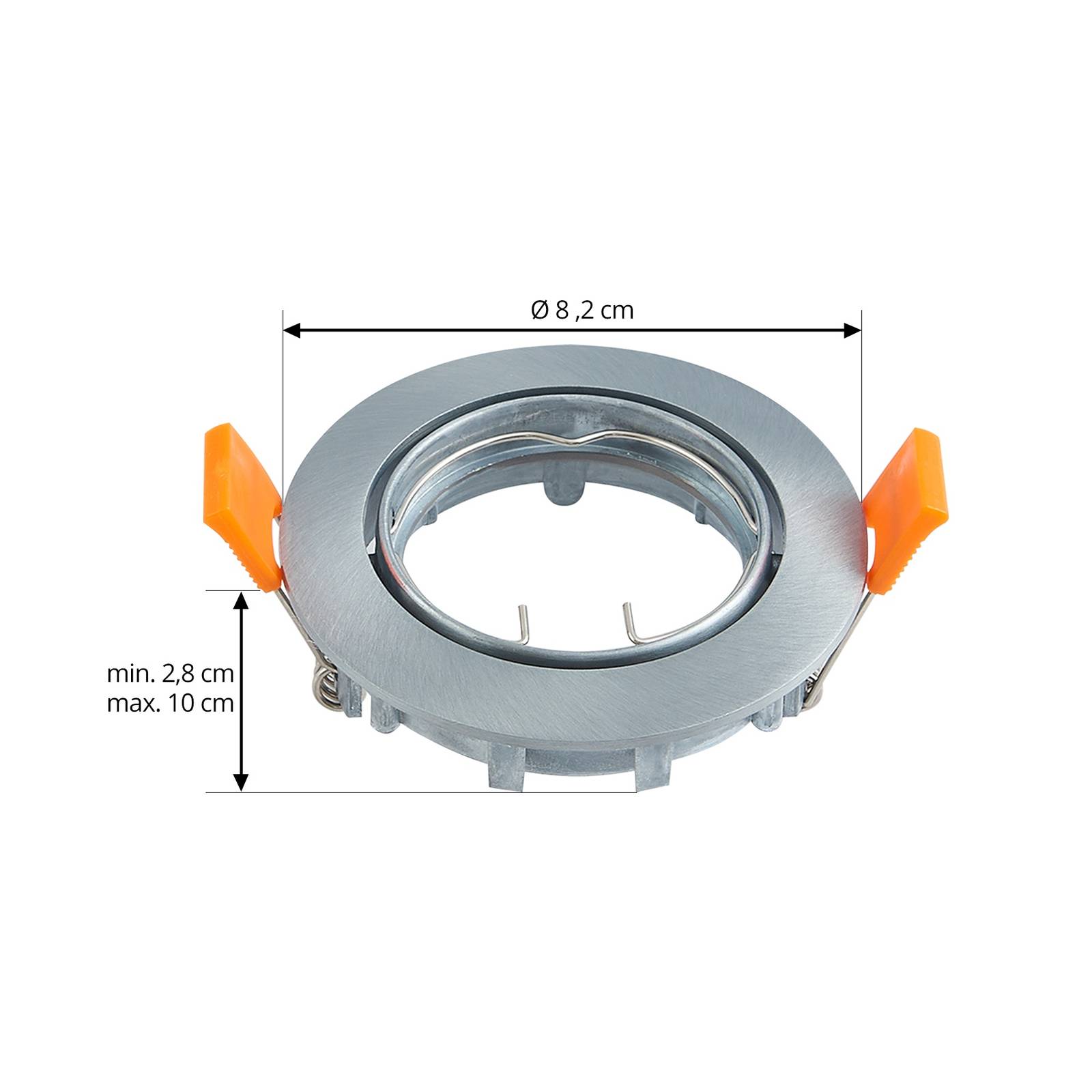 Wpuszczana lampa sufitowa Prios Fibur, szara, aluminium, Ø 8,2 cm