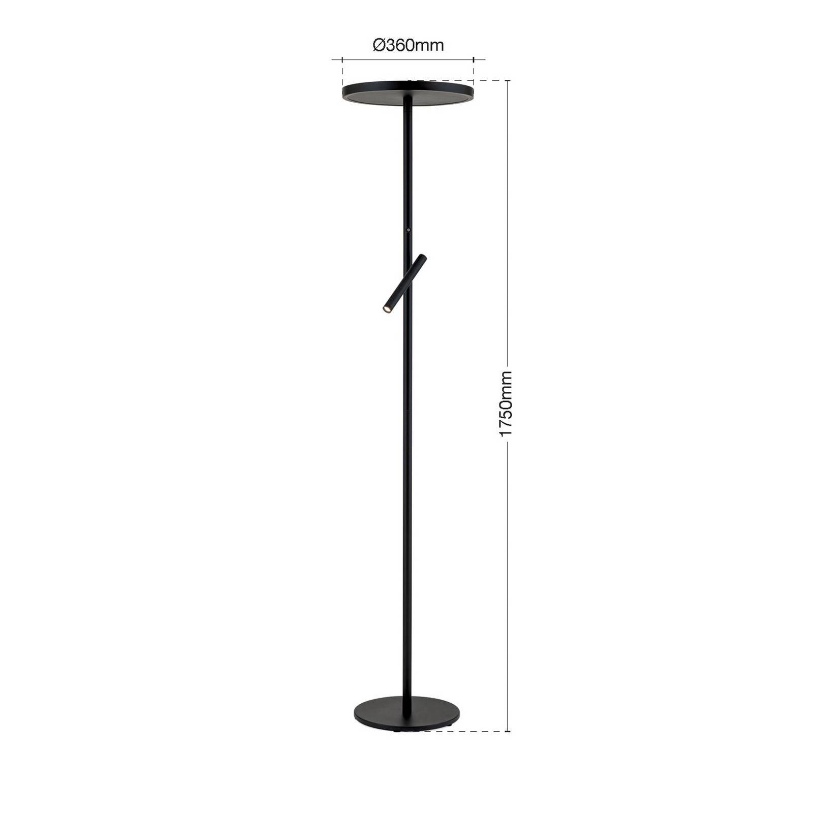 LED-Stehleuchte Teide, schwarz, Metall, Leselampe, Dimmer günstig online kaufen