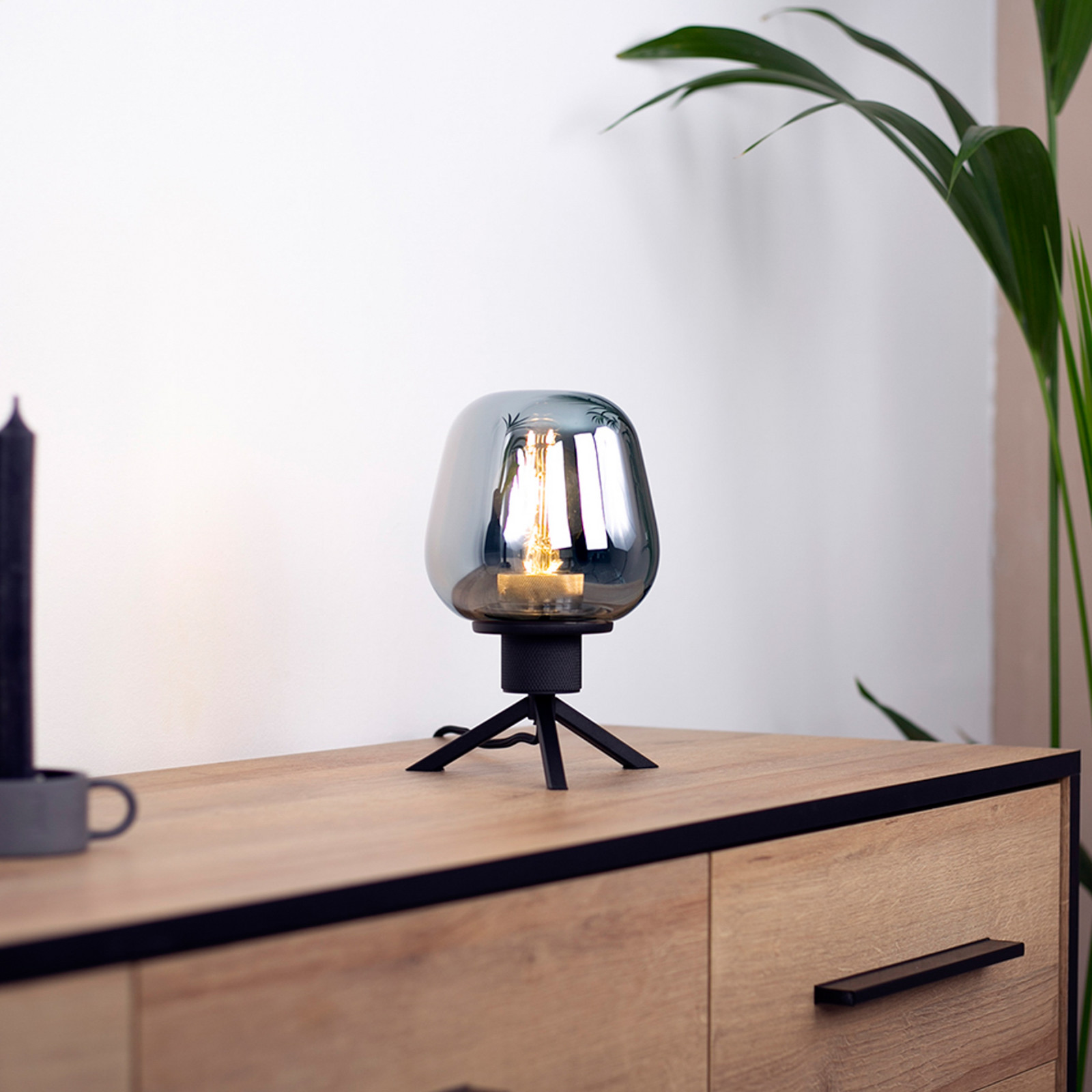 Steinhauer Lampă de masă Reflexion Ø 15 cm înălțime 23 cm - Camera de zi / sufragerie - negru gri fumuriu - Metal