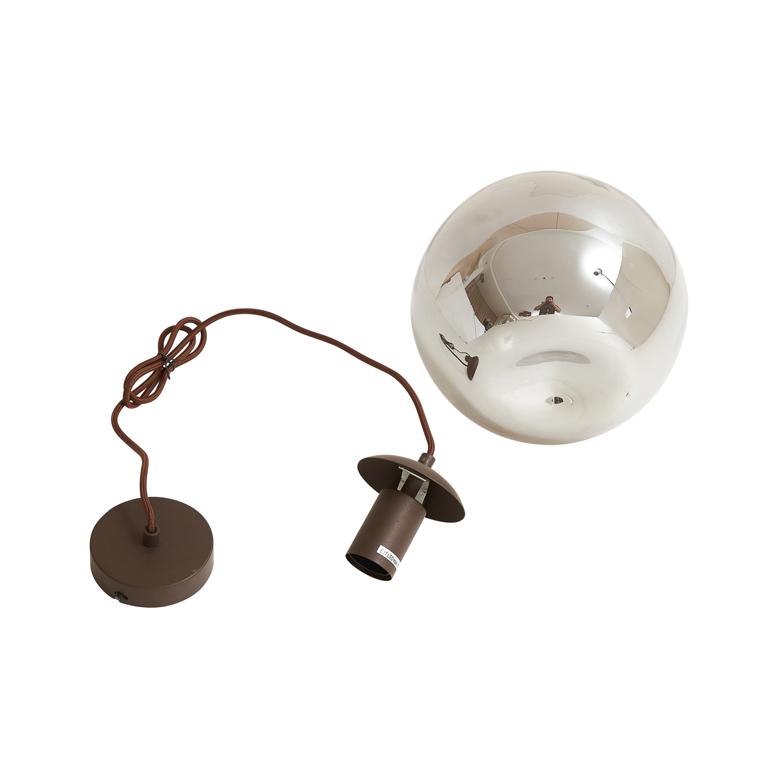 Lindby hanglamp Valentina, E27, Ø 25 cm, rookgrijs, glas