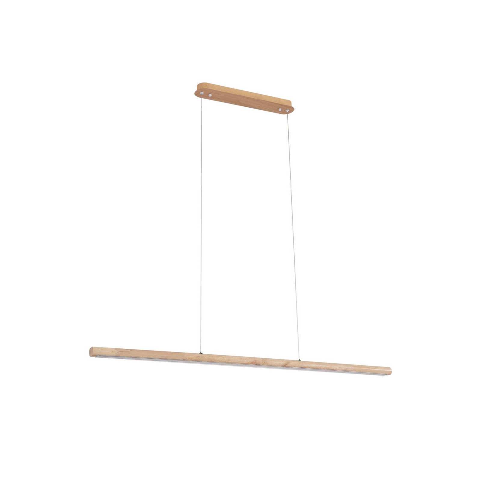 Lucande LED pendant light Maruta, wood, beam, 120 cm, 3000K