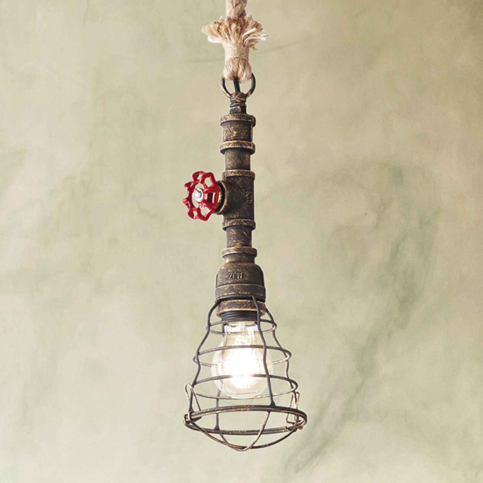 Perenz Idros hanging light with cage lampshade, for Living / Dining Room, metal, E27, 40 W, energy efficiency: A++, H: 35 cm