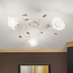 Sisi ceiling light, three-bulb, ivory gold