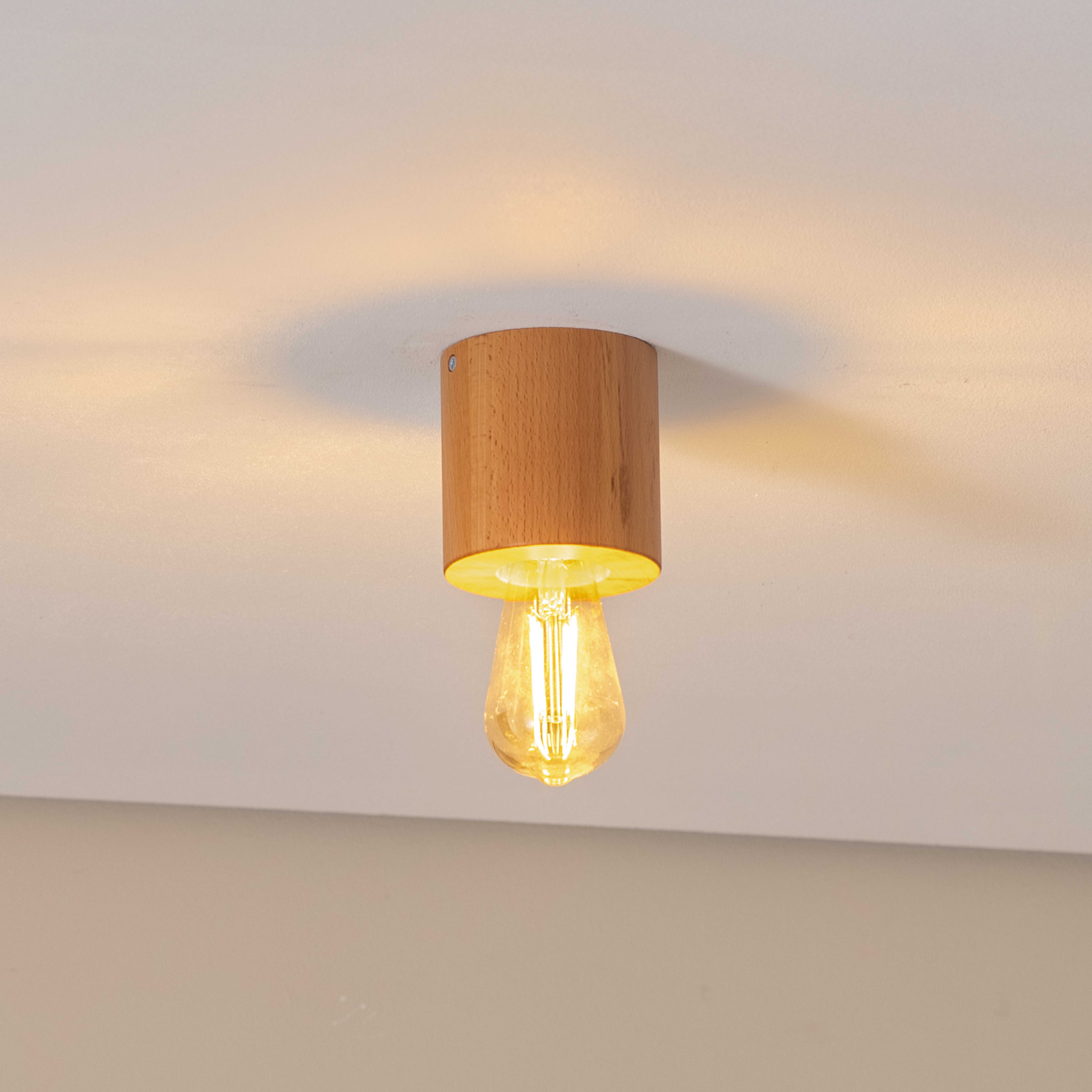 Envostar Peach Puff plafoniera, cilindro di legno