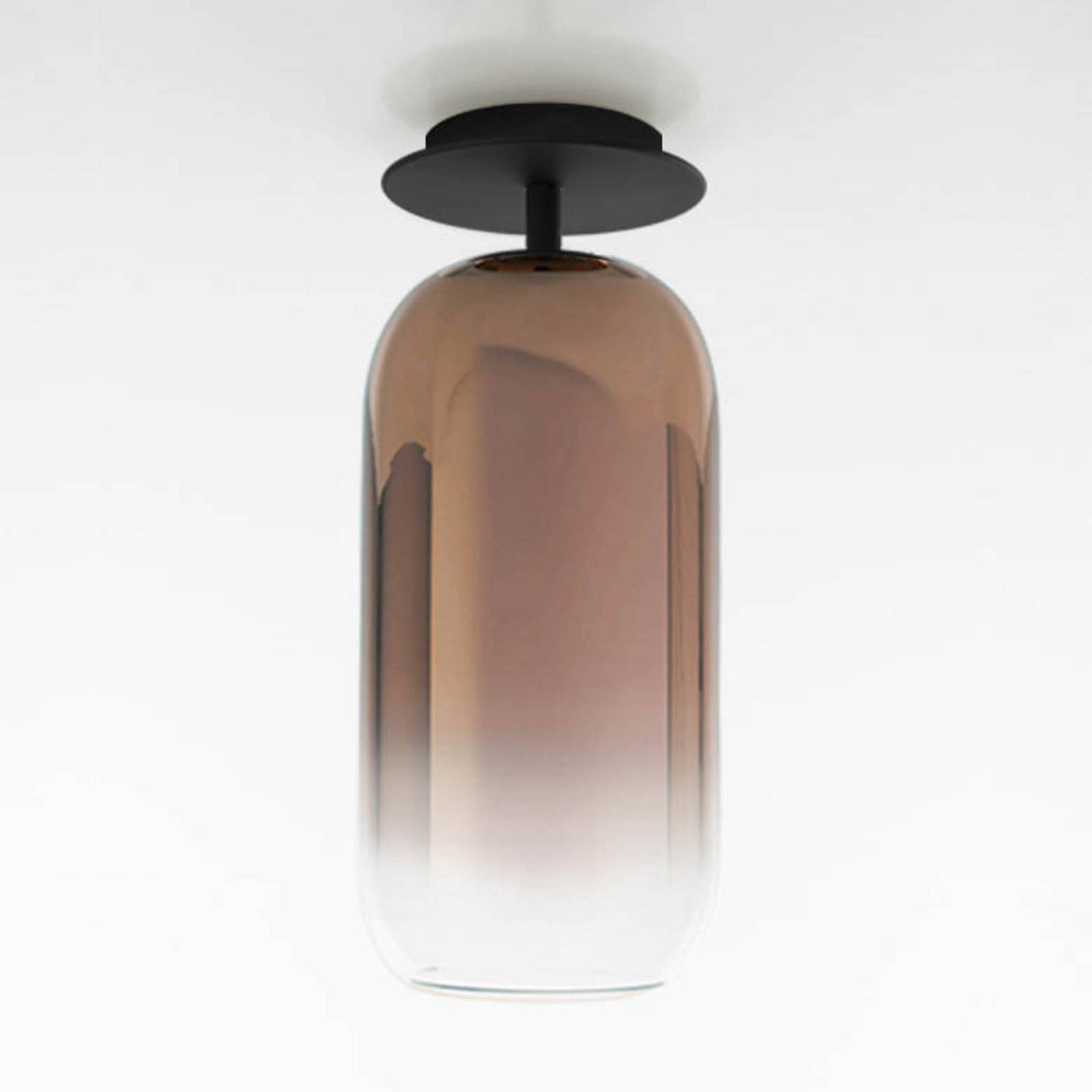artemide - gople lampa sufitowa, br?zowa/czarna, do salonu / jadalni, dmuchane szk?o, aluminium, e27, 20w, wys. 50 cm