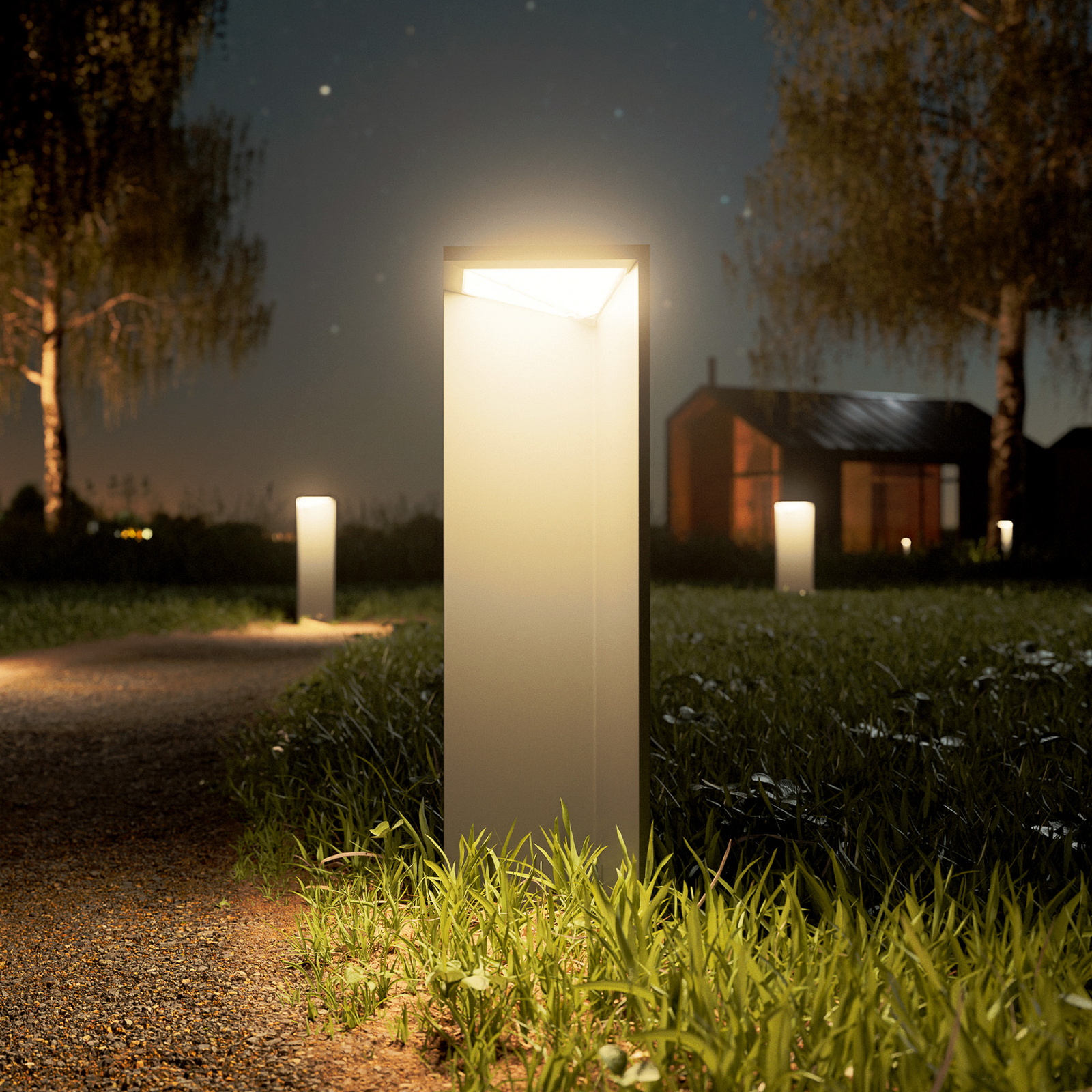 Lámpara LED solar recargable Nusolar antracita, altura 50cm