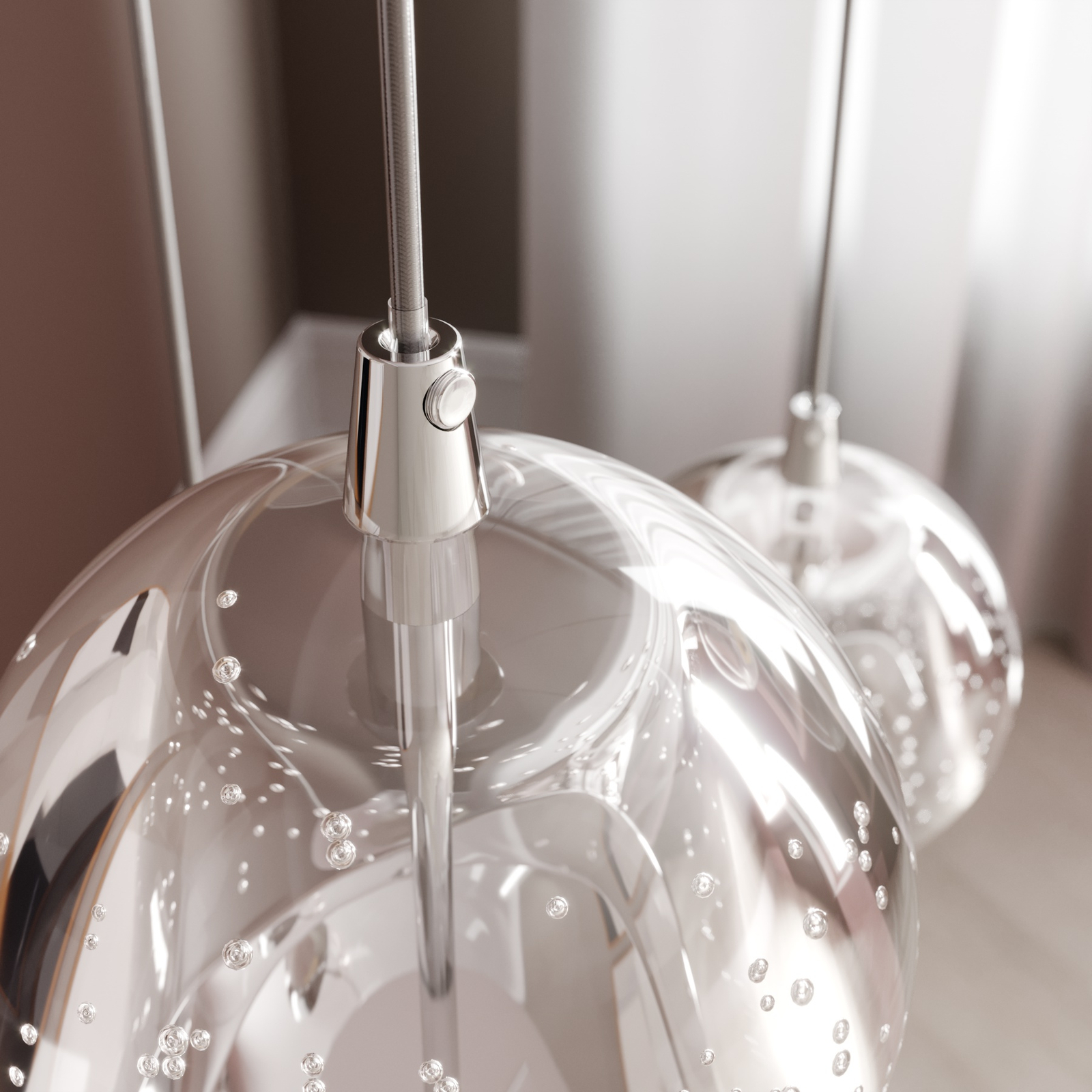 Lucande Suspension LED Hayley, 5 lampes, ronde, chromée
