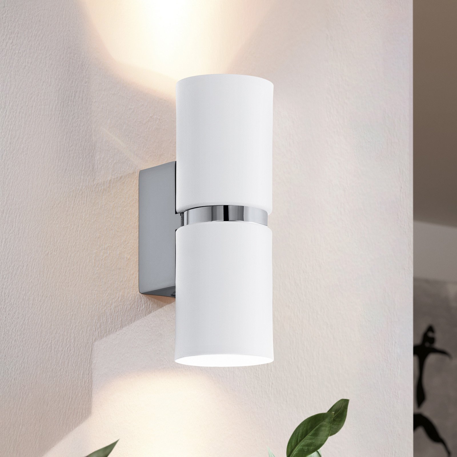 EGLO Passa aplică LED cu două surse rotundă albă - Camera de zi / sufragerie - Modern - oțel gri alb - Metal