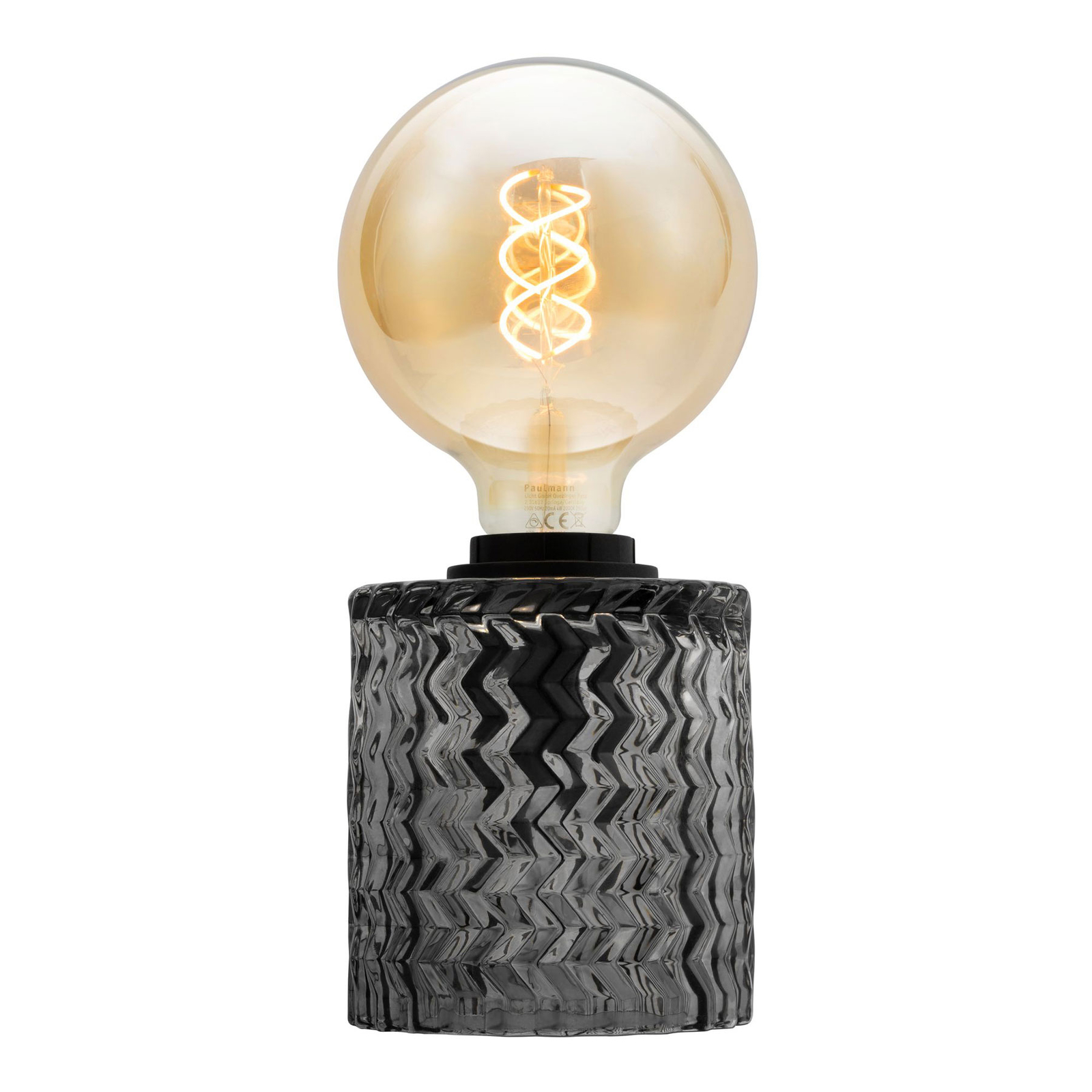 Pauleen Crystal Smoke tafellamp met Glazen sokkel