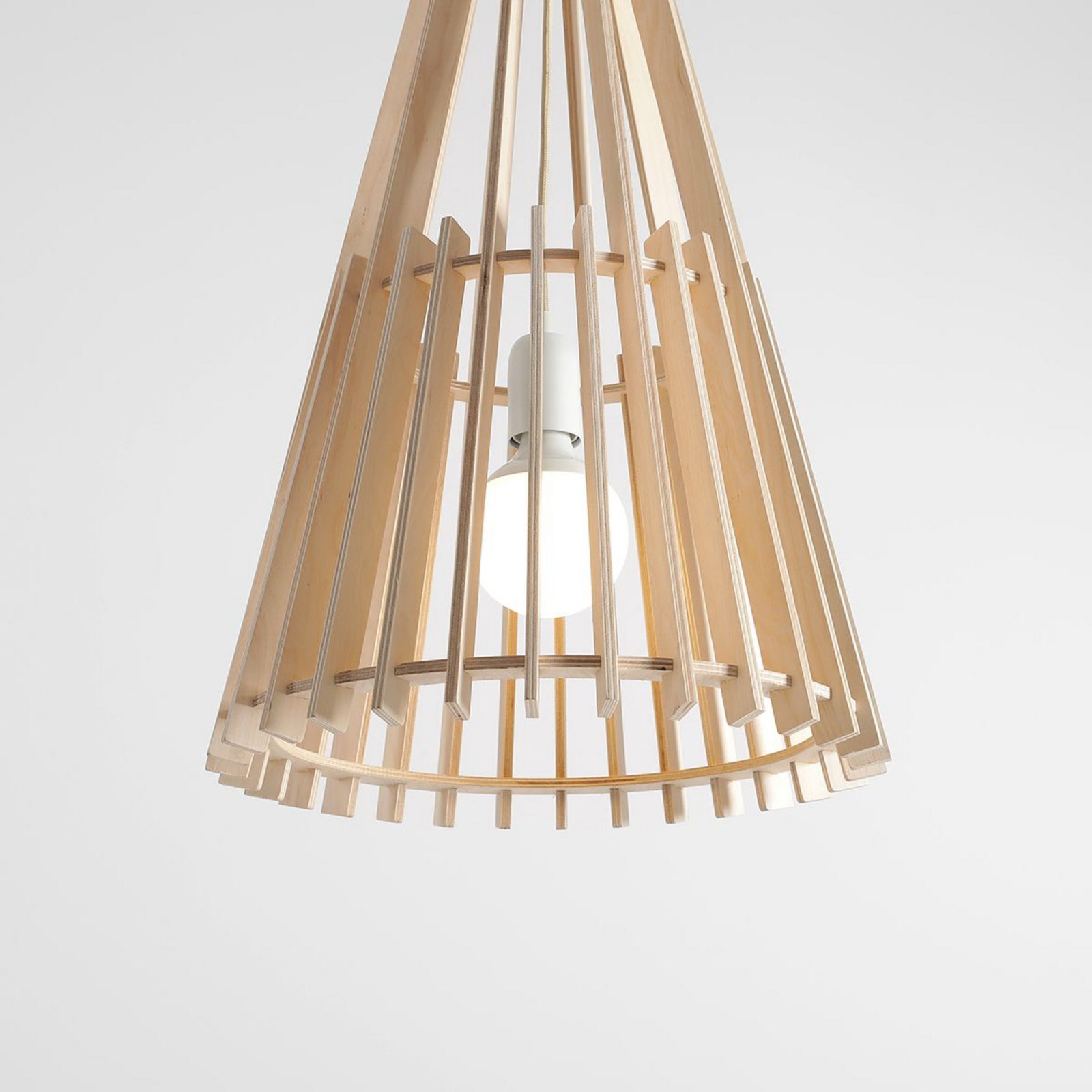 Envostar Lohr hanging light, wood, conical Ø 39 cm