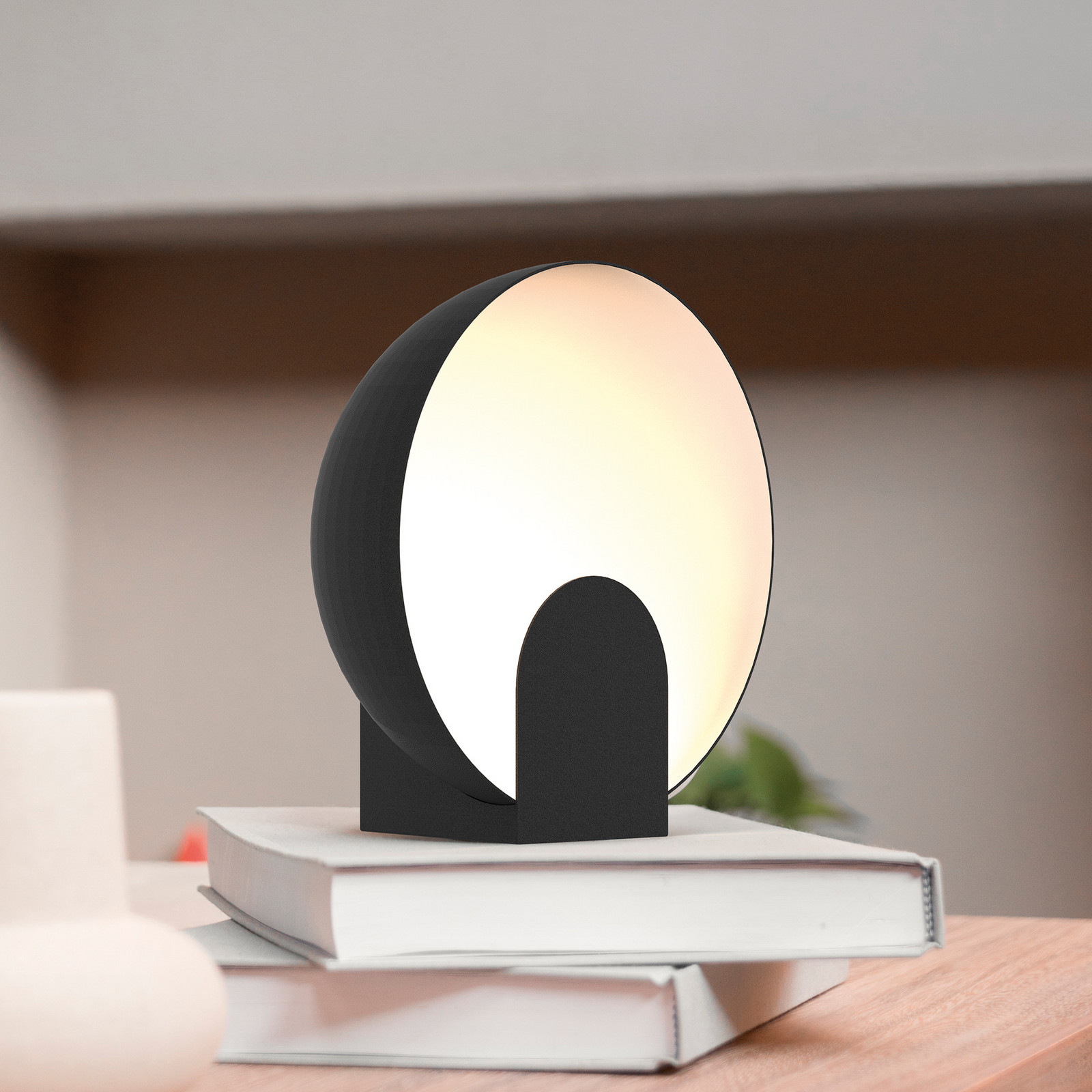Mantra Iluminación Óculo LED namizna svetilka, črna, Ø 20 cm, kovinska, posredna - Dnevna soba / jedilnica - črna, bela - Kovina