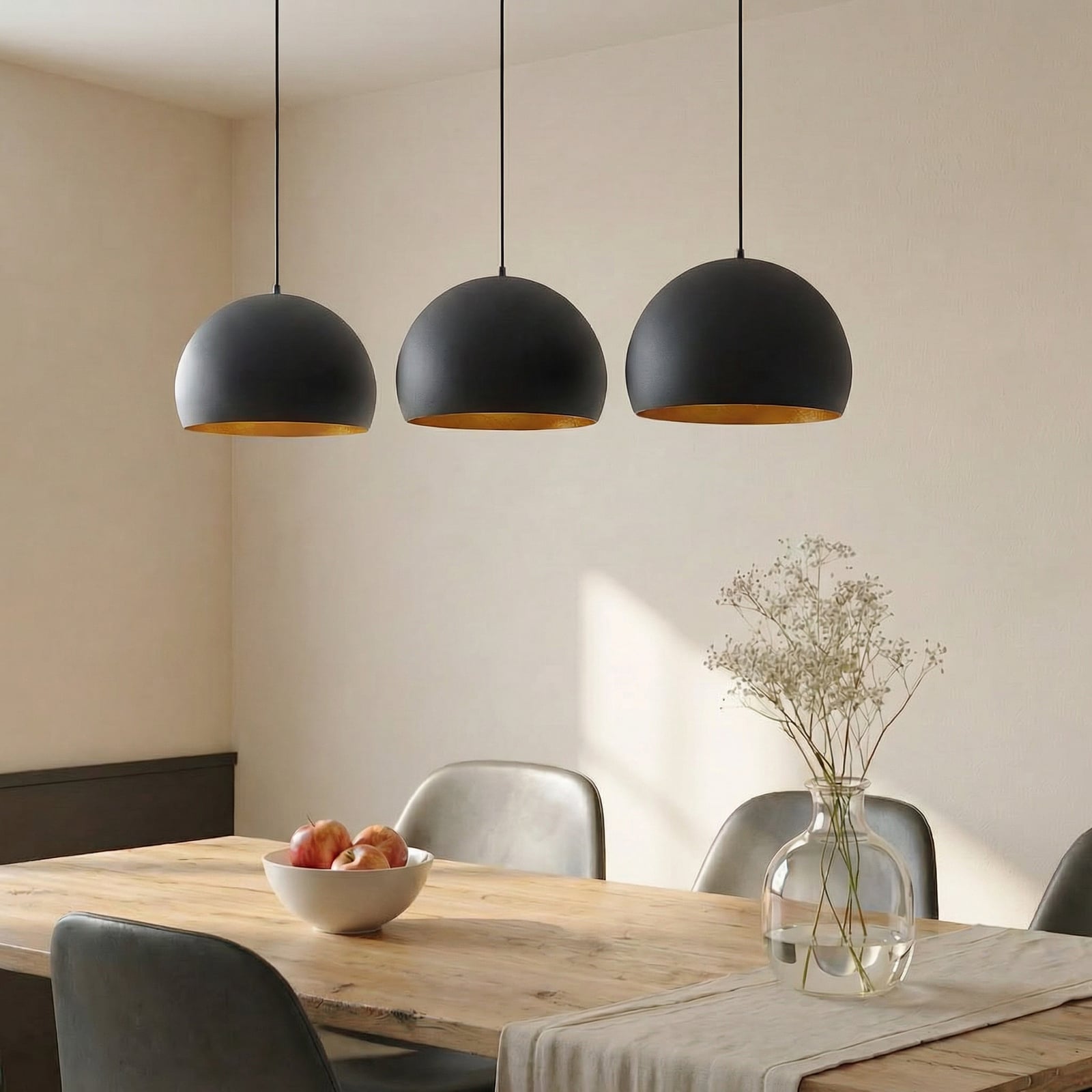 Tarjei Candeeiro Suspenso L146 Black/Gold - Lindby