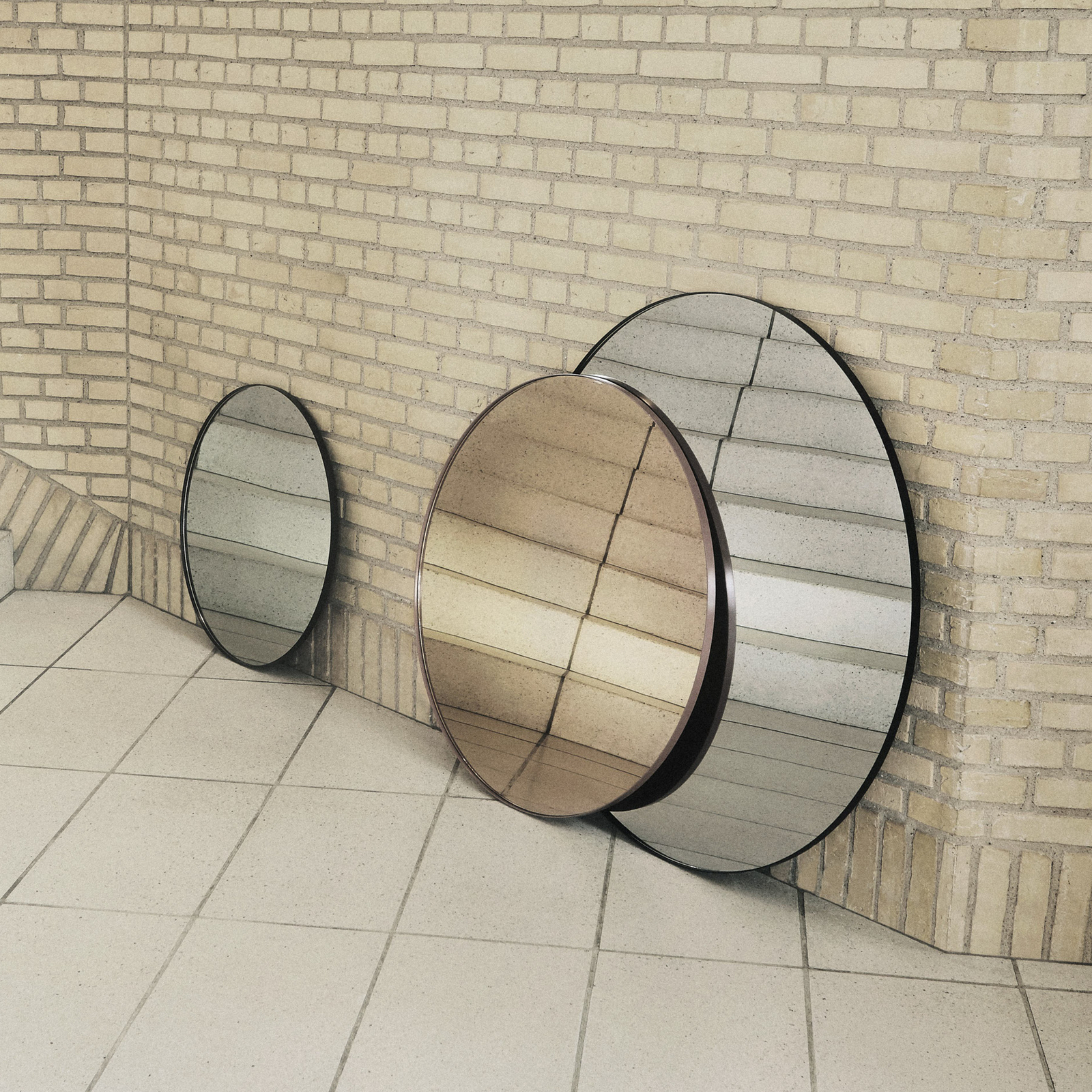 AYTM Circum mirror, brown, Ø 70 cm, glass, MDF wood