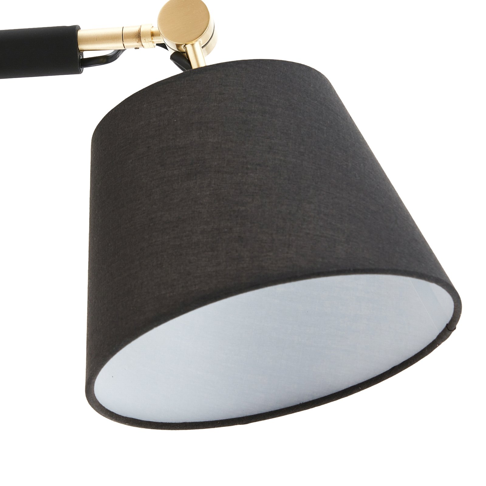 Lucande Wandlampe Marvaine, schwarz/goldfarben, Textil, E27