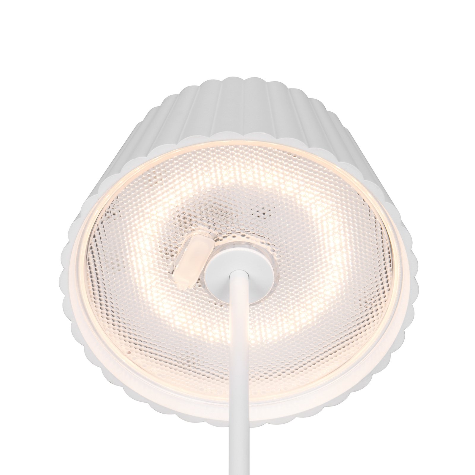 Lampă de podea reîncărcabilă Suarez LED, alb, înălțime 123 cm, metal