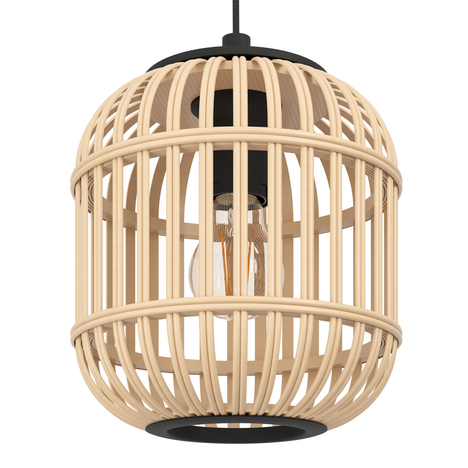 Suspension Bordesley avec abat-jour en bois 21 cm