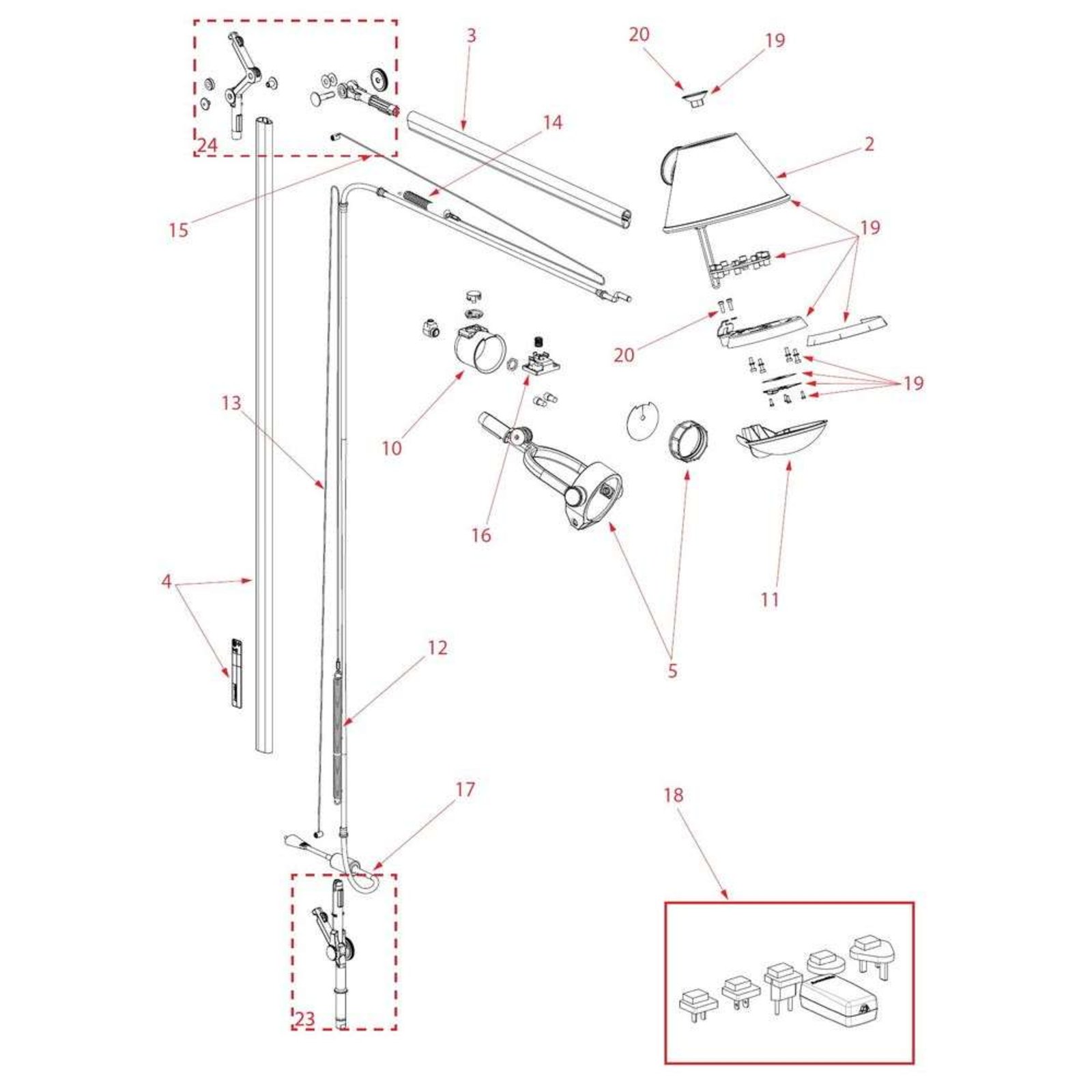 Horquilla inferior para lámpara de pie de lectura Tolomeo(2 pcs) - Artemide