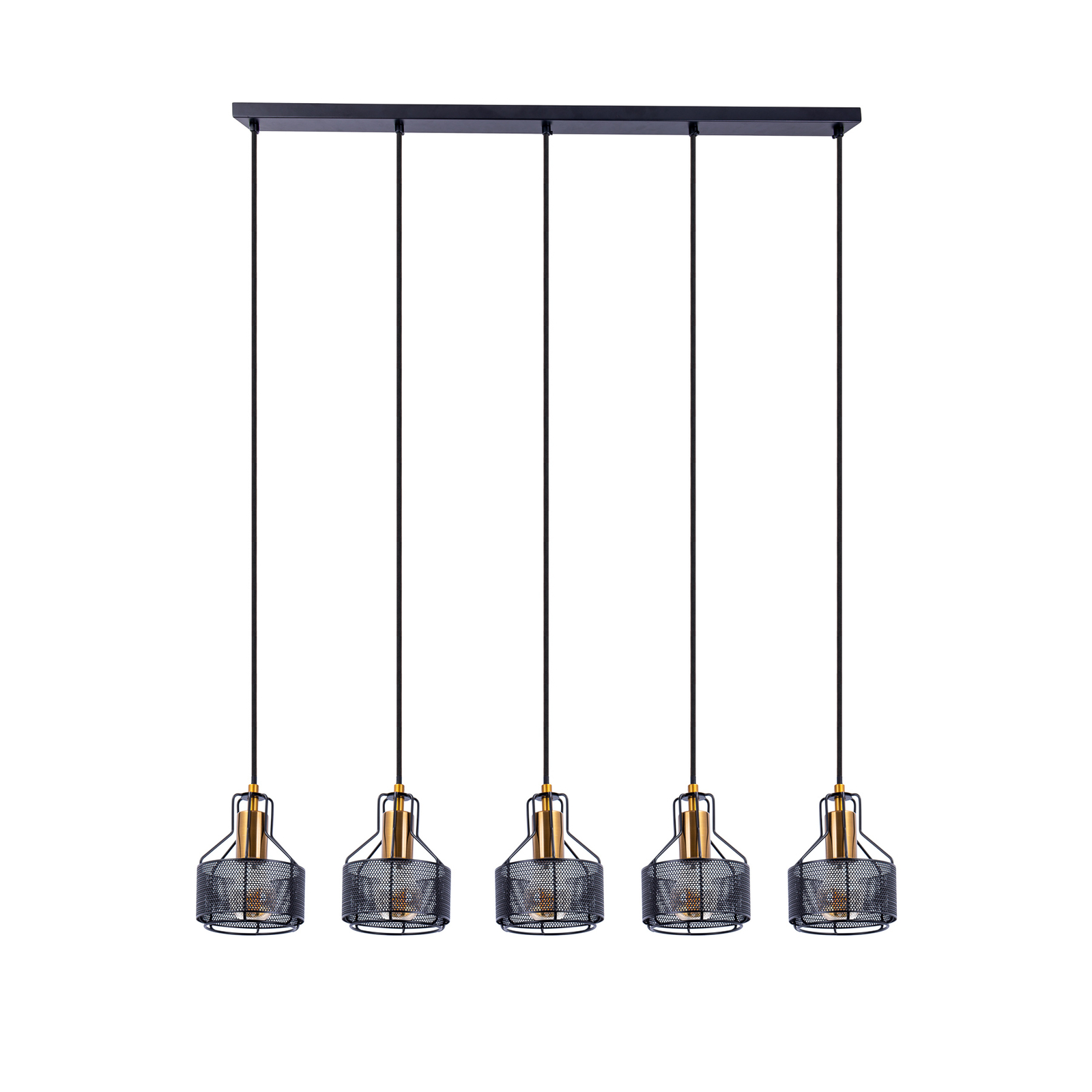 Foro hanging light, five-bulb, black/gold