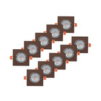 PRIOS inbouwlamp Fibur, mat brons, 9 cm, GU10, 10 stuks