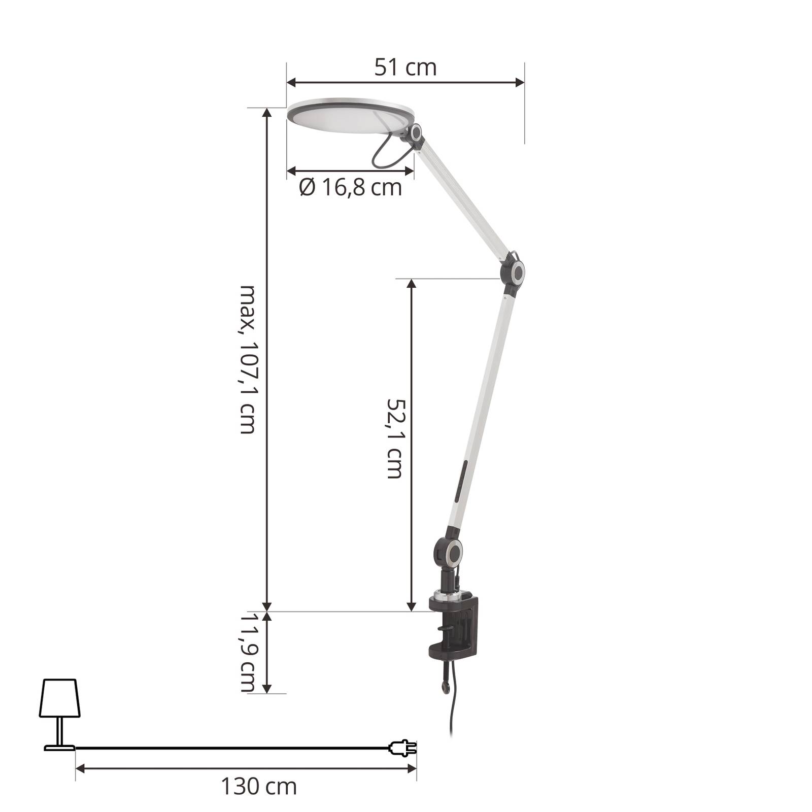 Lampa z klipsem LED Nyxaris, złota, metalowa, CCT, 52 cm