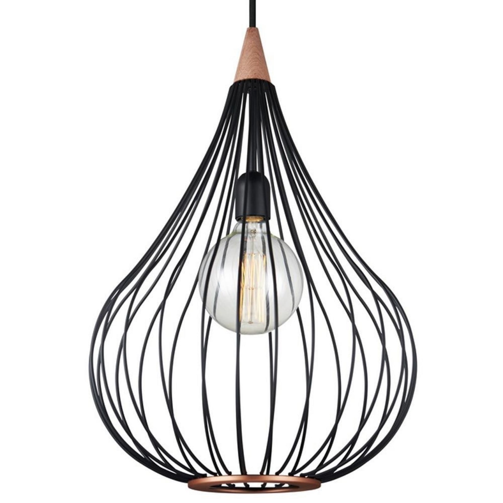 Drops Taklampa &Oslash;38 Black/Dark Wood Halo Design - Vardagsrum - Metall