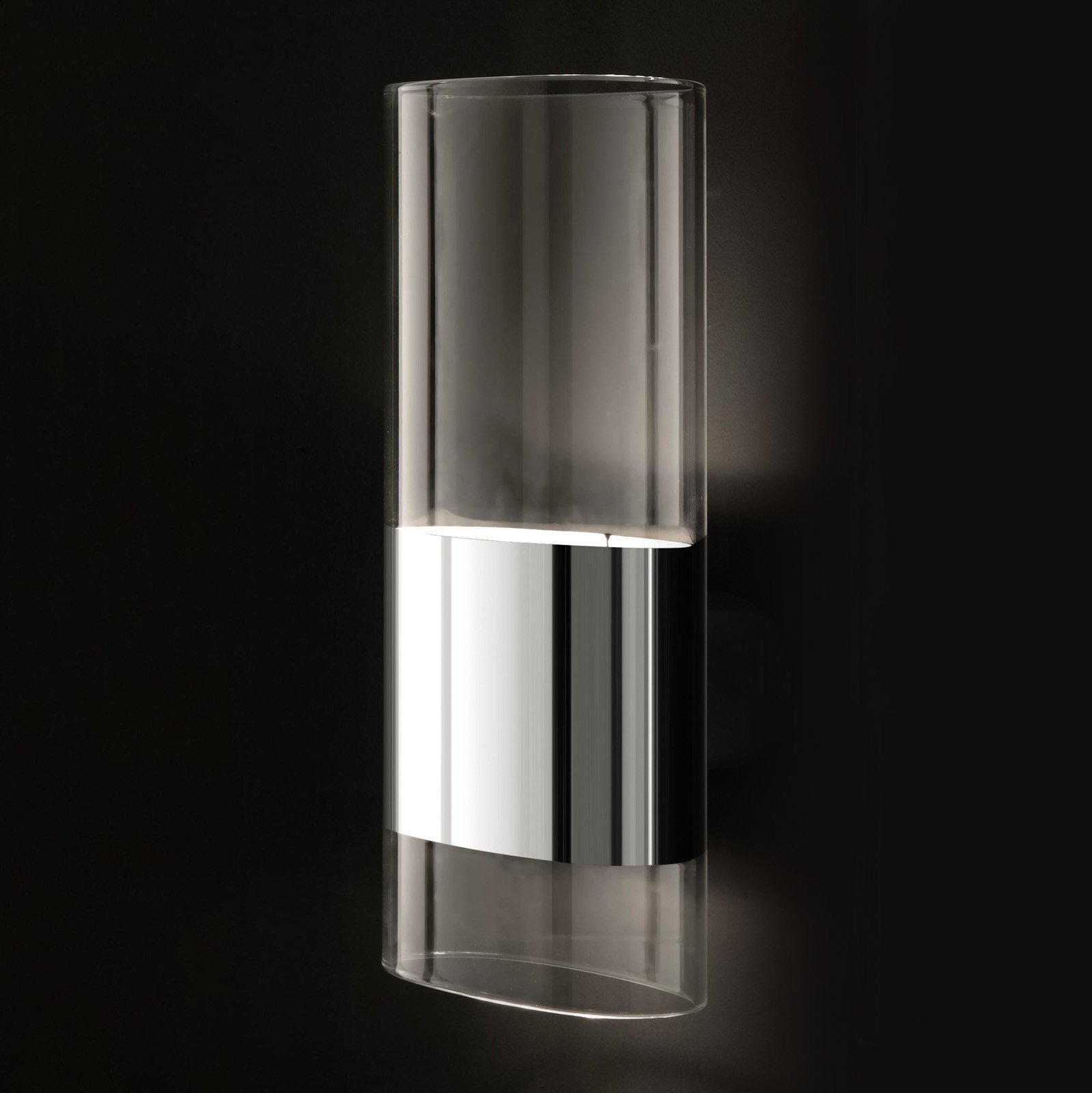 Oluce Line væglampe, transparent, højde 30 cm