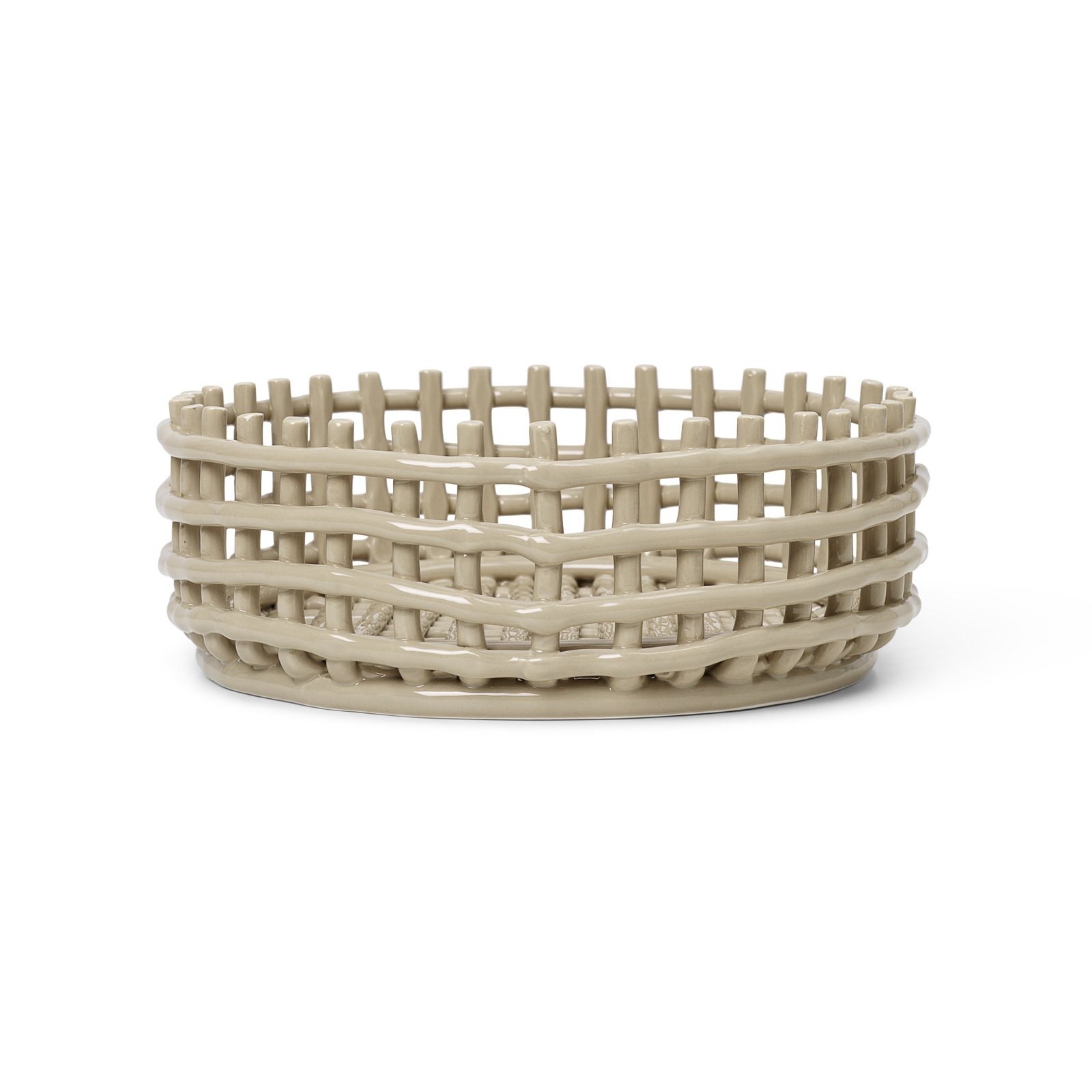 ferm LIVING Basket Ceramic Centrepiece, beige, Ø 29cm, ceramic