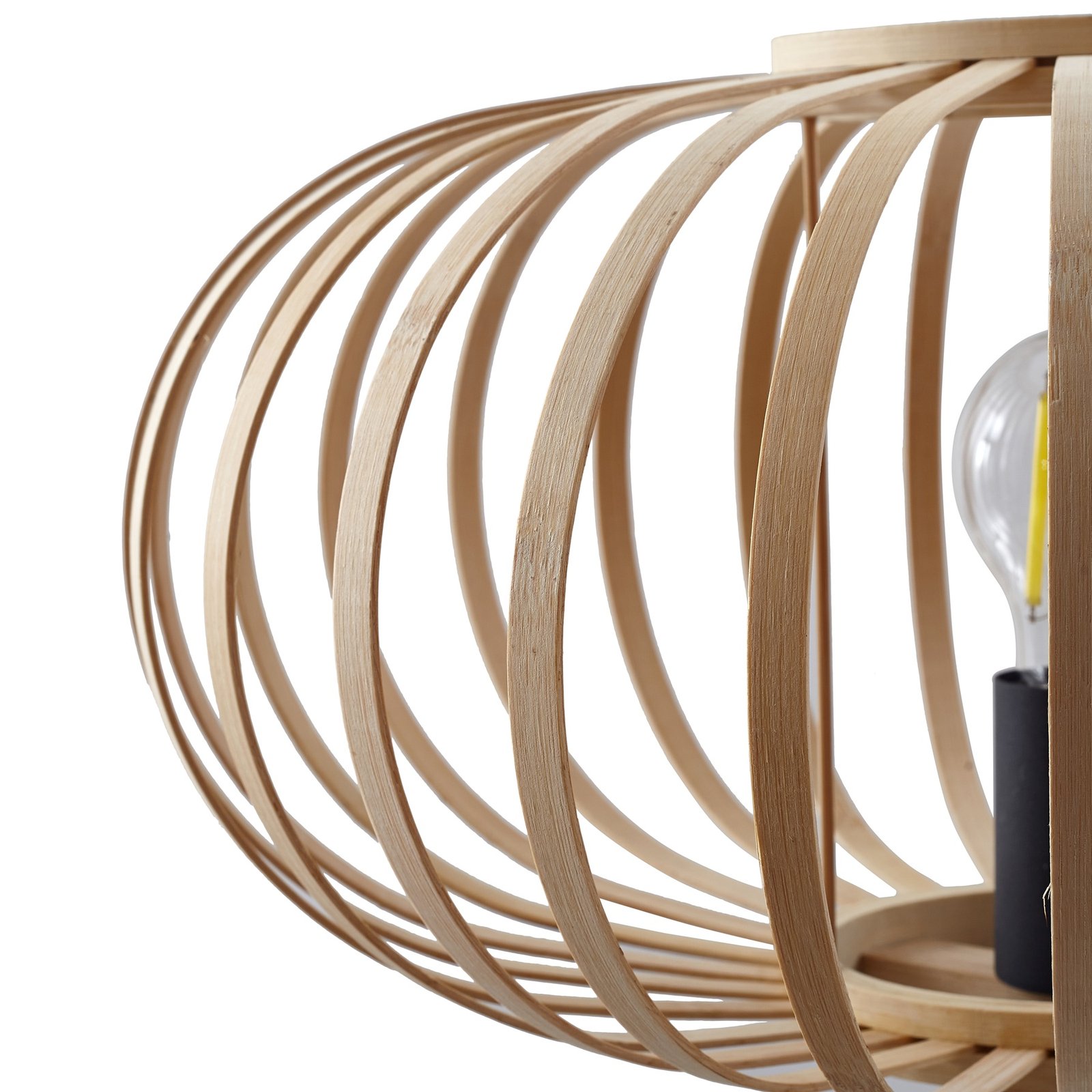 Lindby tripod floor lamp Lielle, natural bamboo, Ø 40 cm