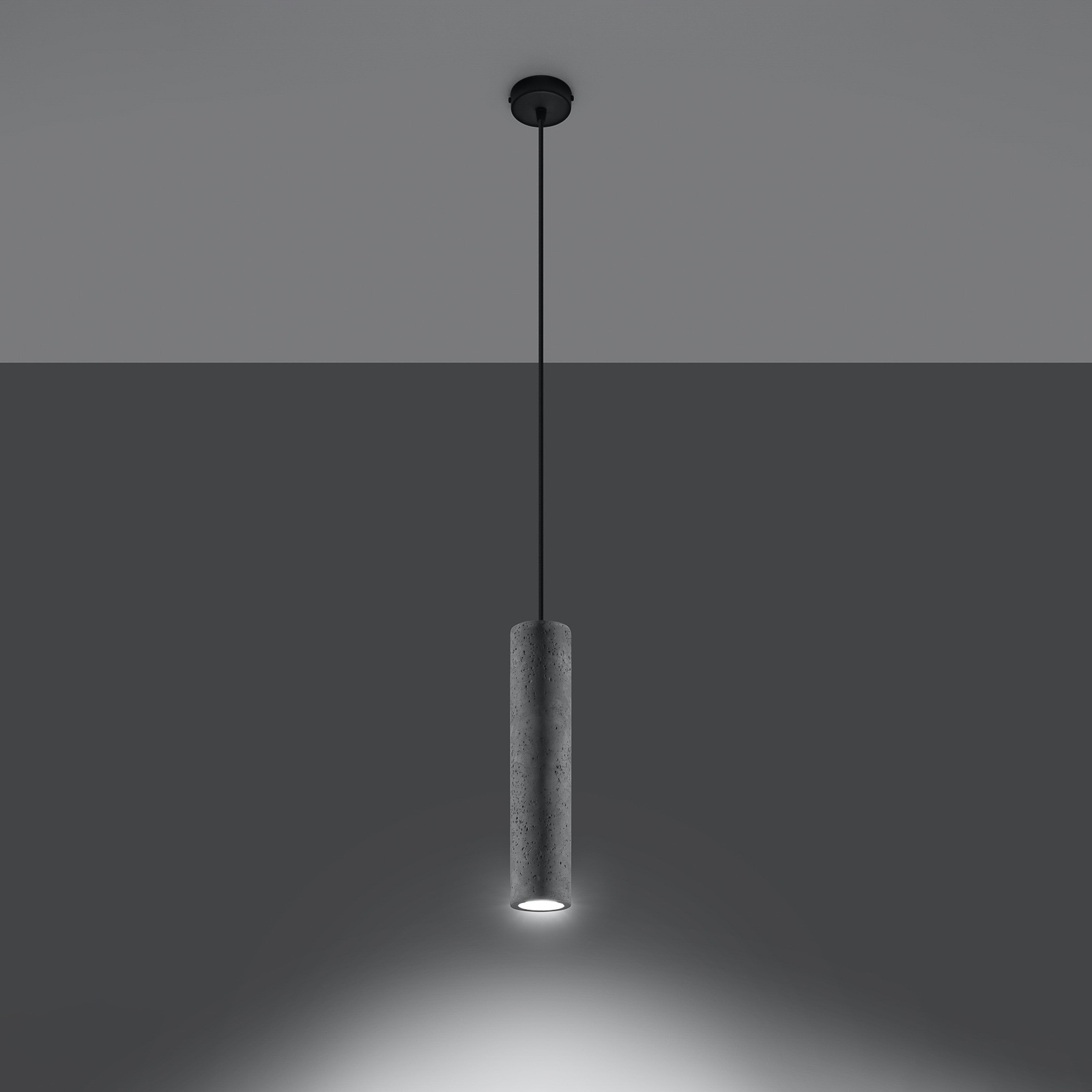 Lampa wisząca Tube z betonu, 1-punktowa