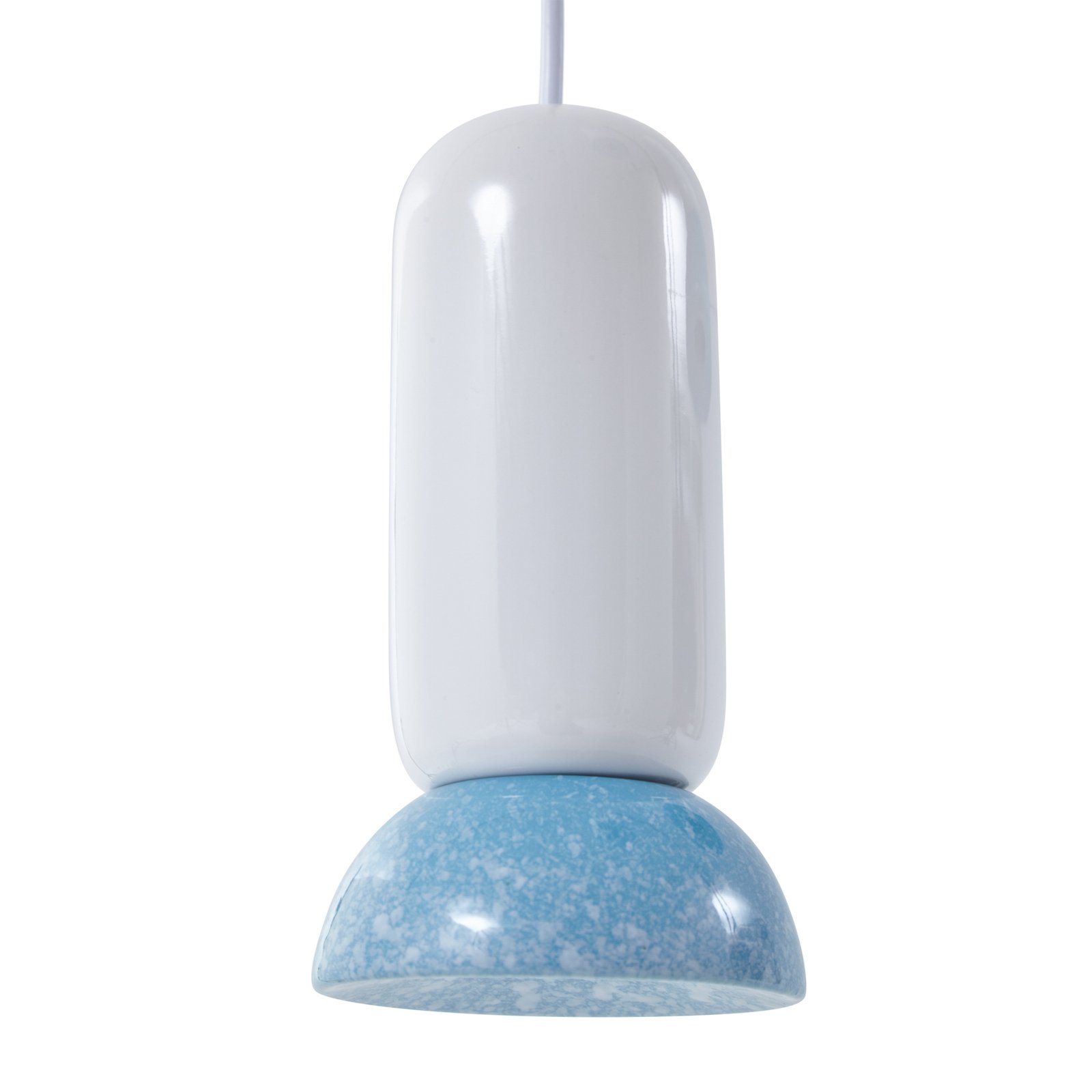 Lindby hanglamp Kerimi, crème/blauw, 1-lamp