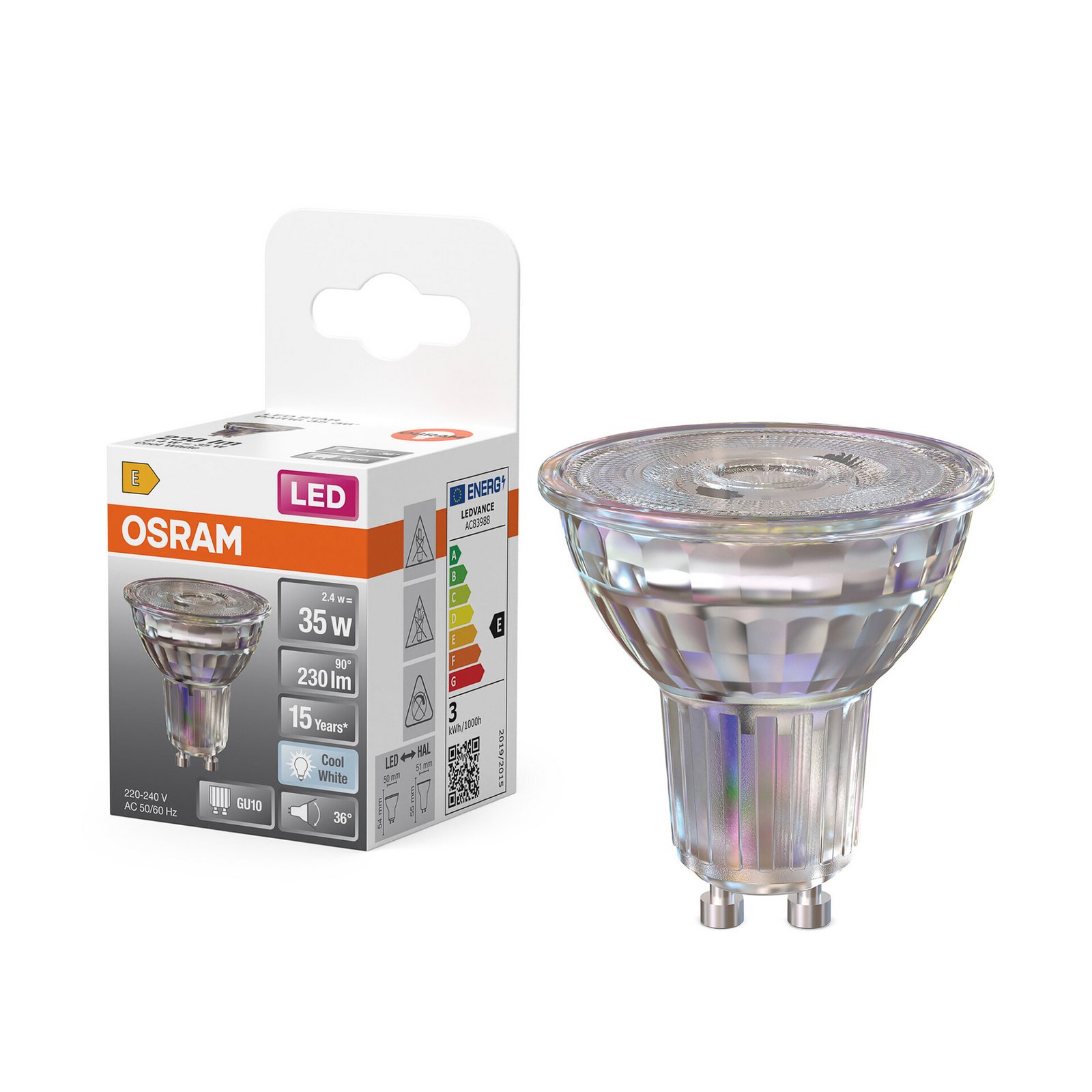 Ampoule LED OSRAM réflecteur Star GU10 2,4 W 4 000 K 35°