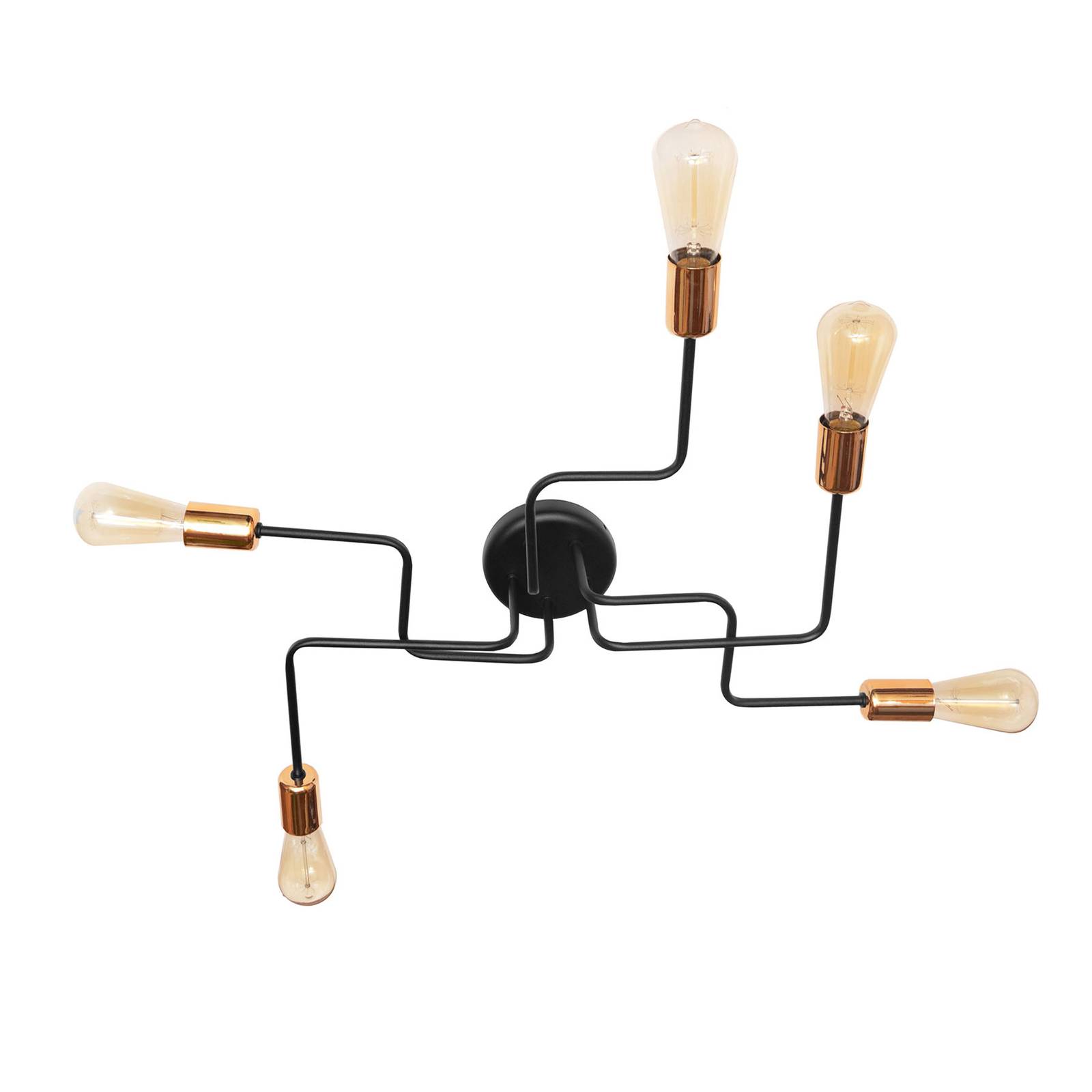 Deckenleuchte Tube fünfflammig schwarz/kupfer kaufen | Lampenwelt.de