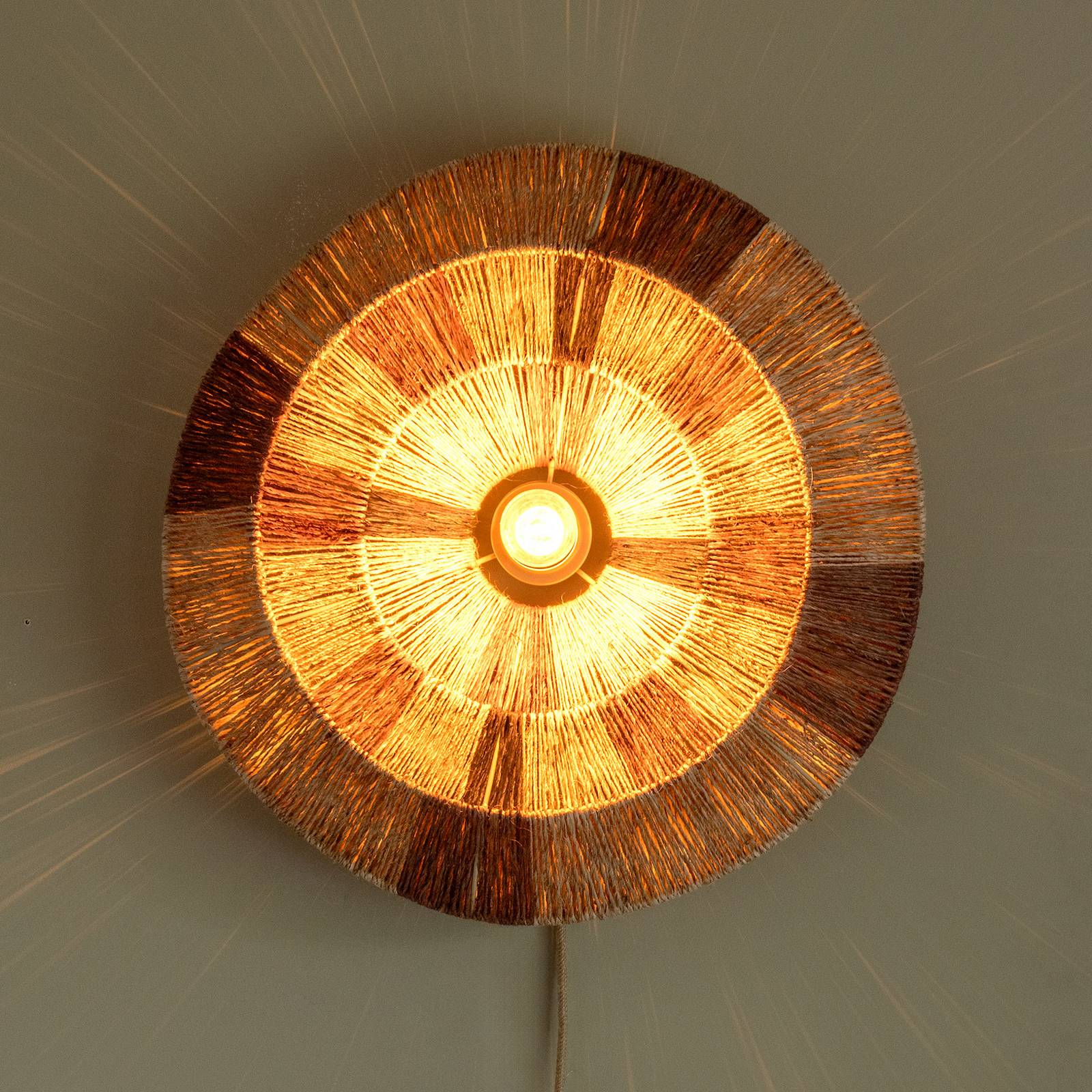 GOOD & MOJO Applique murale Serengeti, Ø45cm, marron, jute, fiche