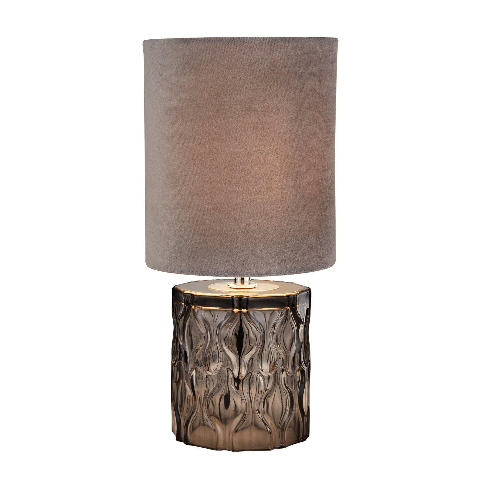 Lampa stołowa Nyssa, szara, tekstylia/metal, 28 cm, E27 Lampa stołowa Nyssa, szara, tekstylia/metal, 28 cm, E27