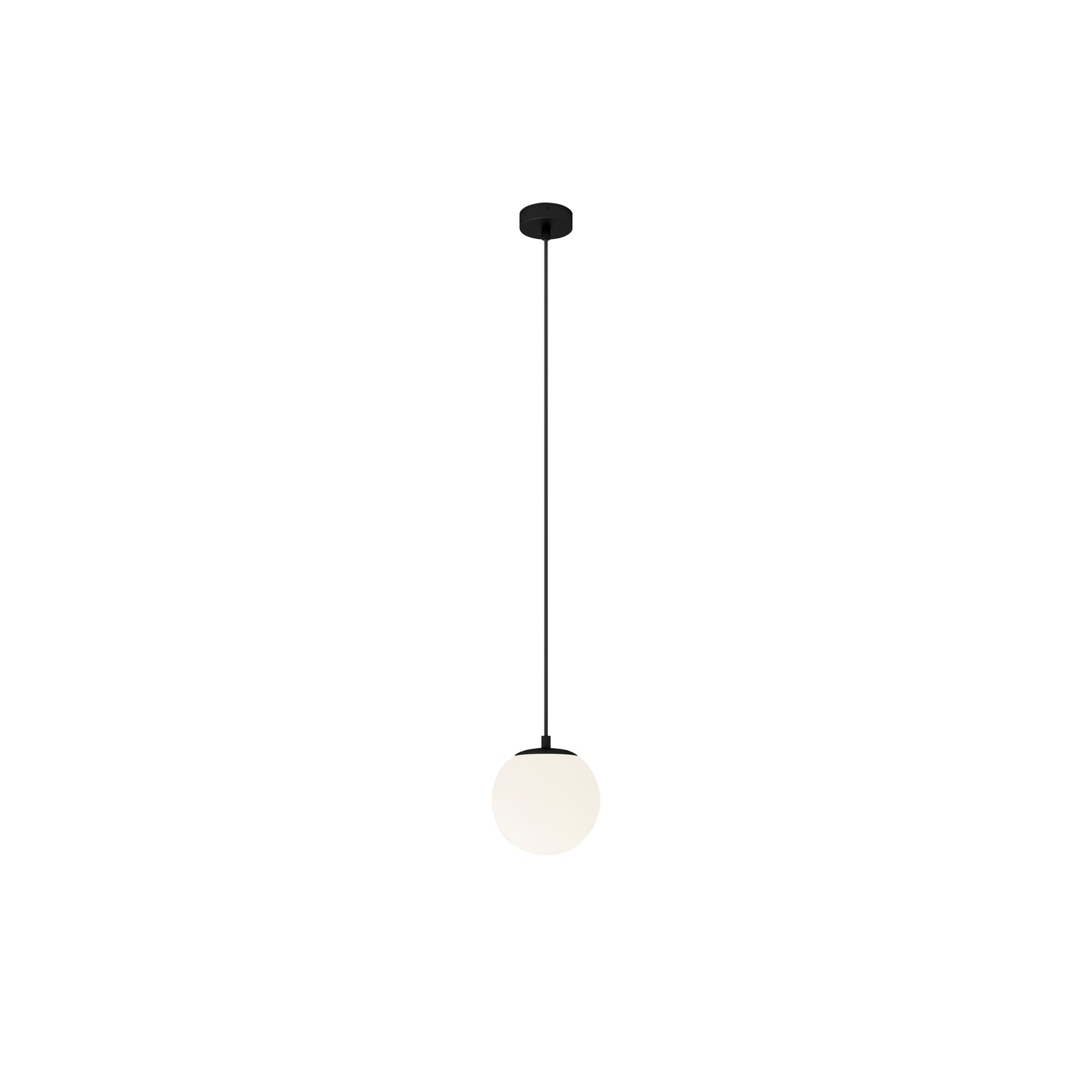 Lucande Suspension Bidolo, noir, verre, Ø 15 cm, IP44