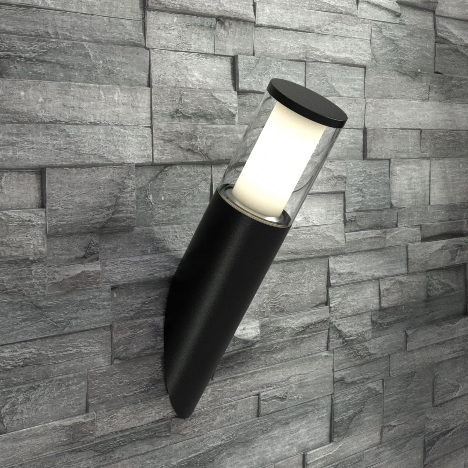 Fumagalli Torch-shaped LED wall lamp Carlo black, cast resin, PMMA, GU10, 3.5 W, energy efficiency: A+, W: 10 cm, H: 34 cm