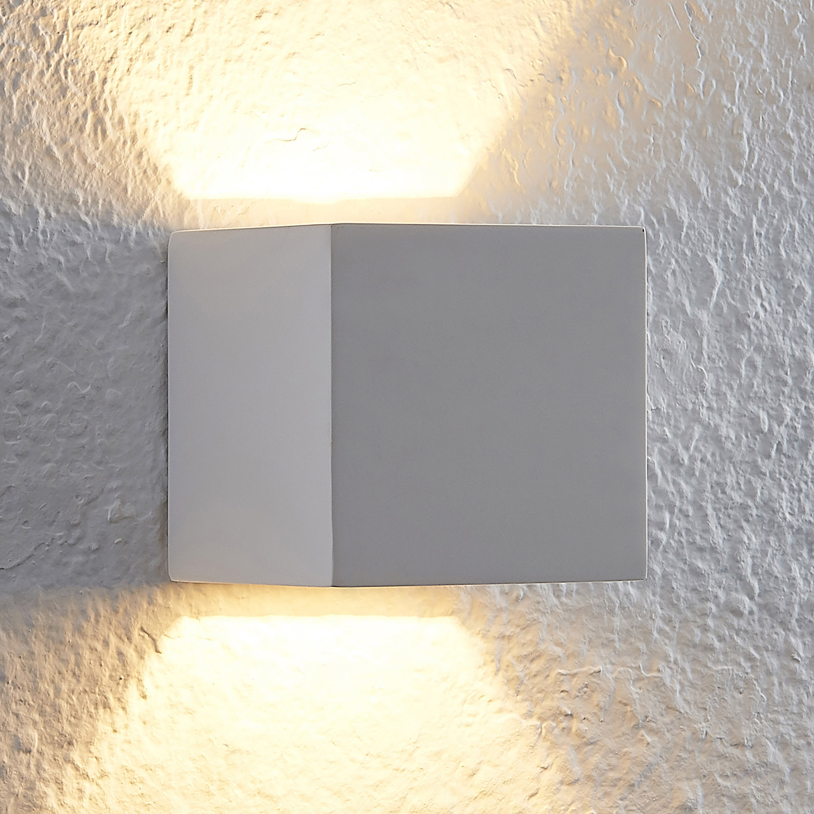 Lindby Quaso LED wall light made of white plaster, plaster, 4 W, energy efficiency: A+, W: 8 cm, H: 8 cm