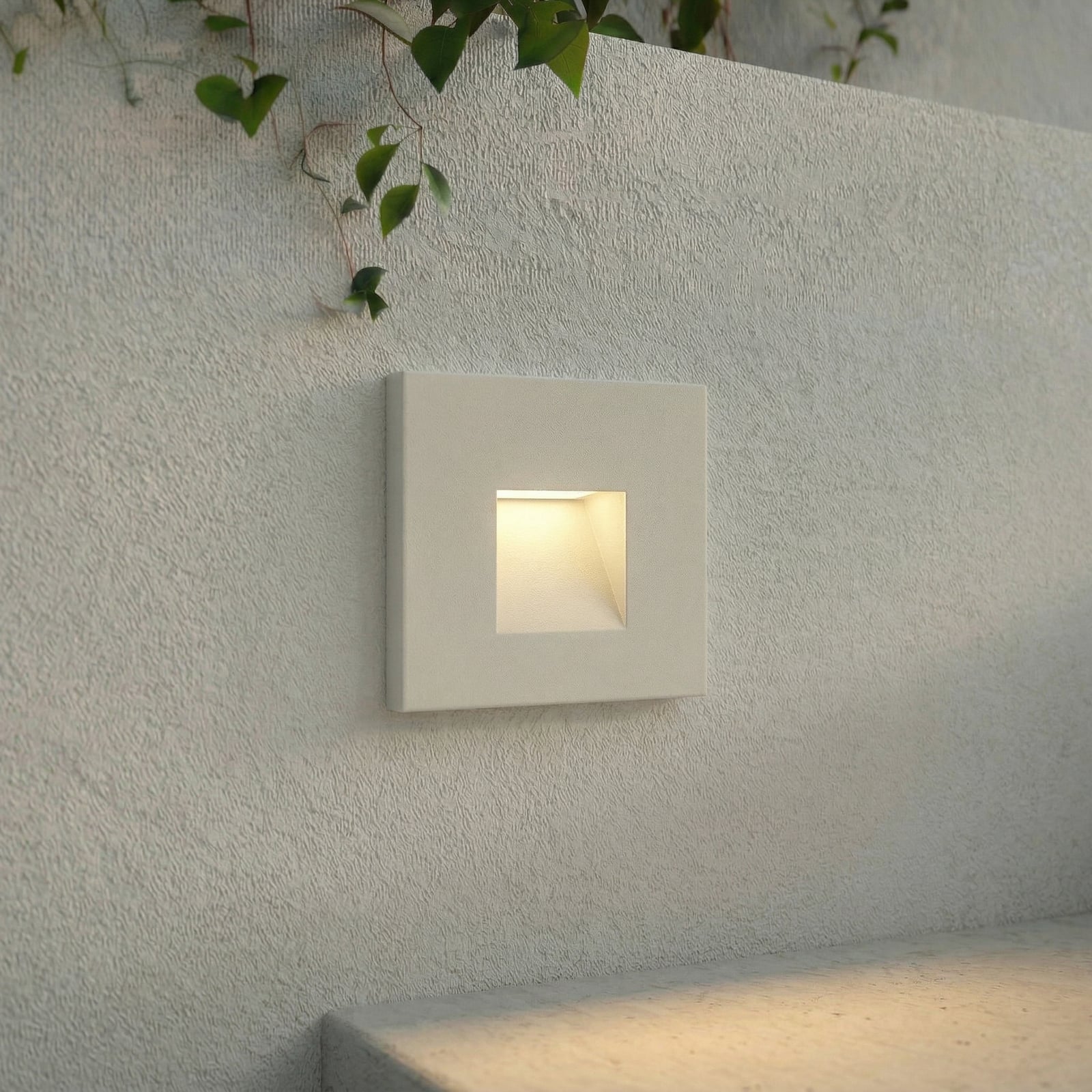 Alune LED innfelt vegglampe, kantet, hvit, IP65 8 x 8 cm - Lindby