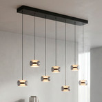 Fumea LED lógó lámpa, hossza 135 cm, fekete/füstös üveg, CCT 7 izzós