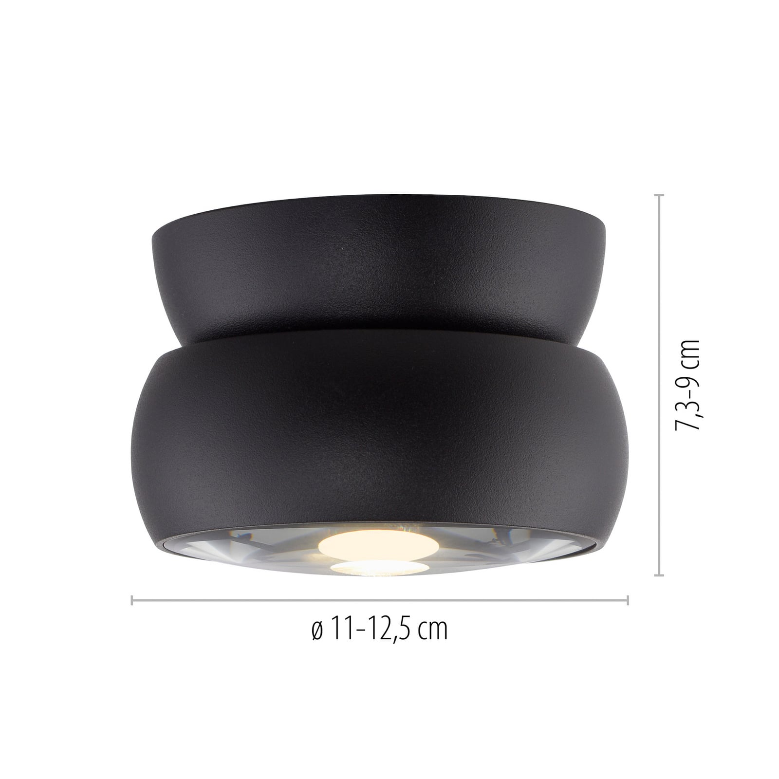 Move LED plafondspot, zwart, Ø 12 cm, metaal/glas - PURE
