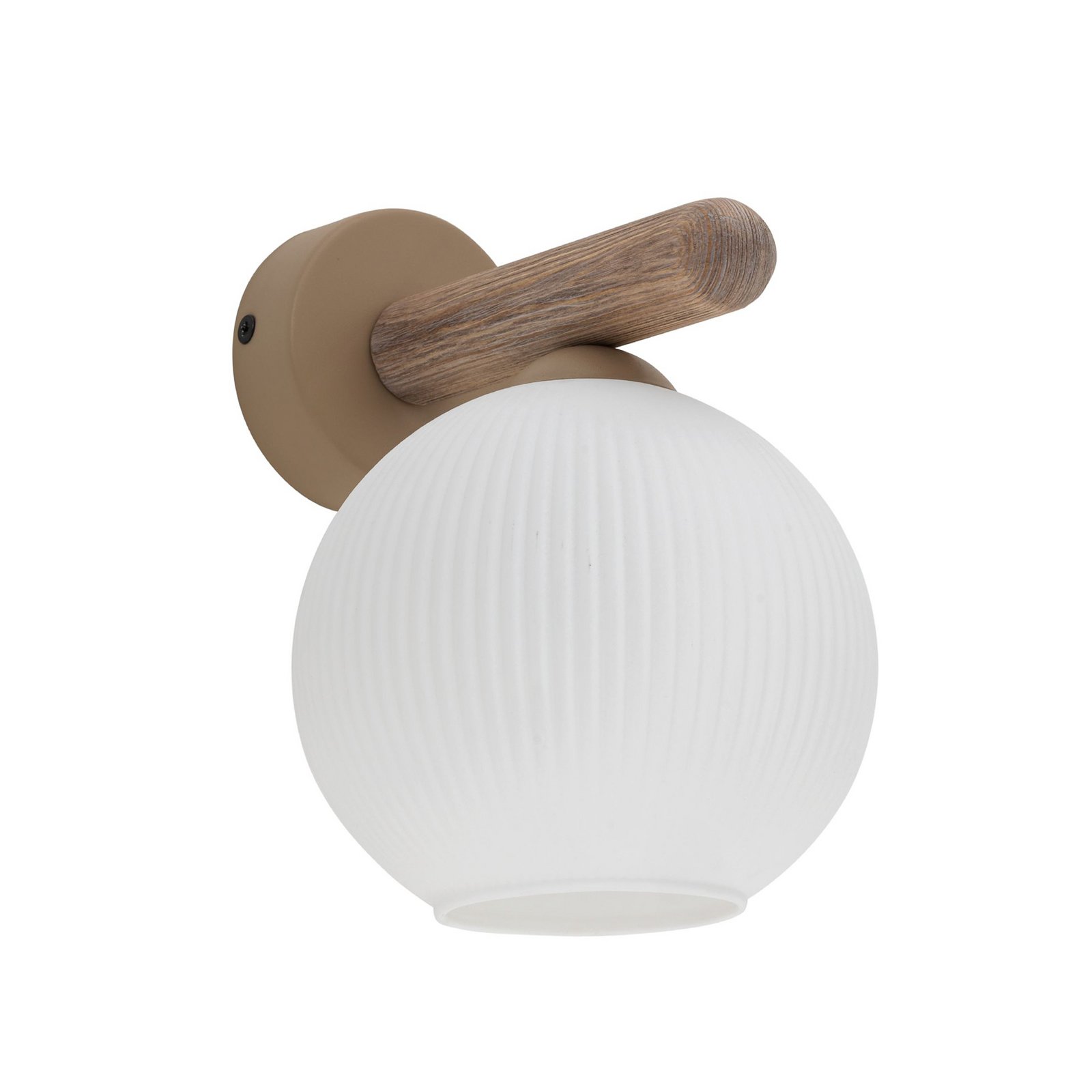 Applique murale Virlo, bois, verre opale, hauteur 20 cm, E14