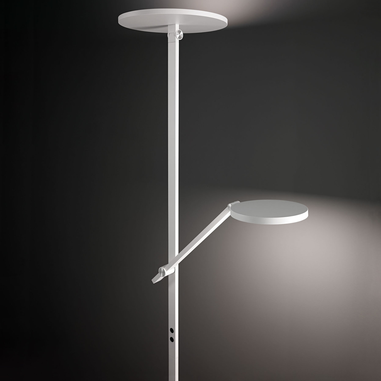 LED vloerlamp Regina met leesarm, 2-lamps, wit