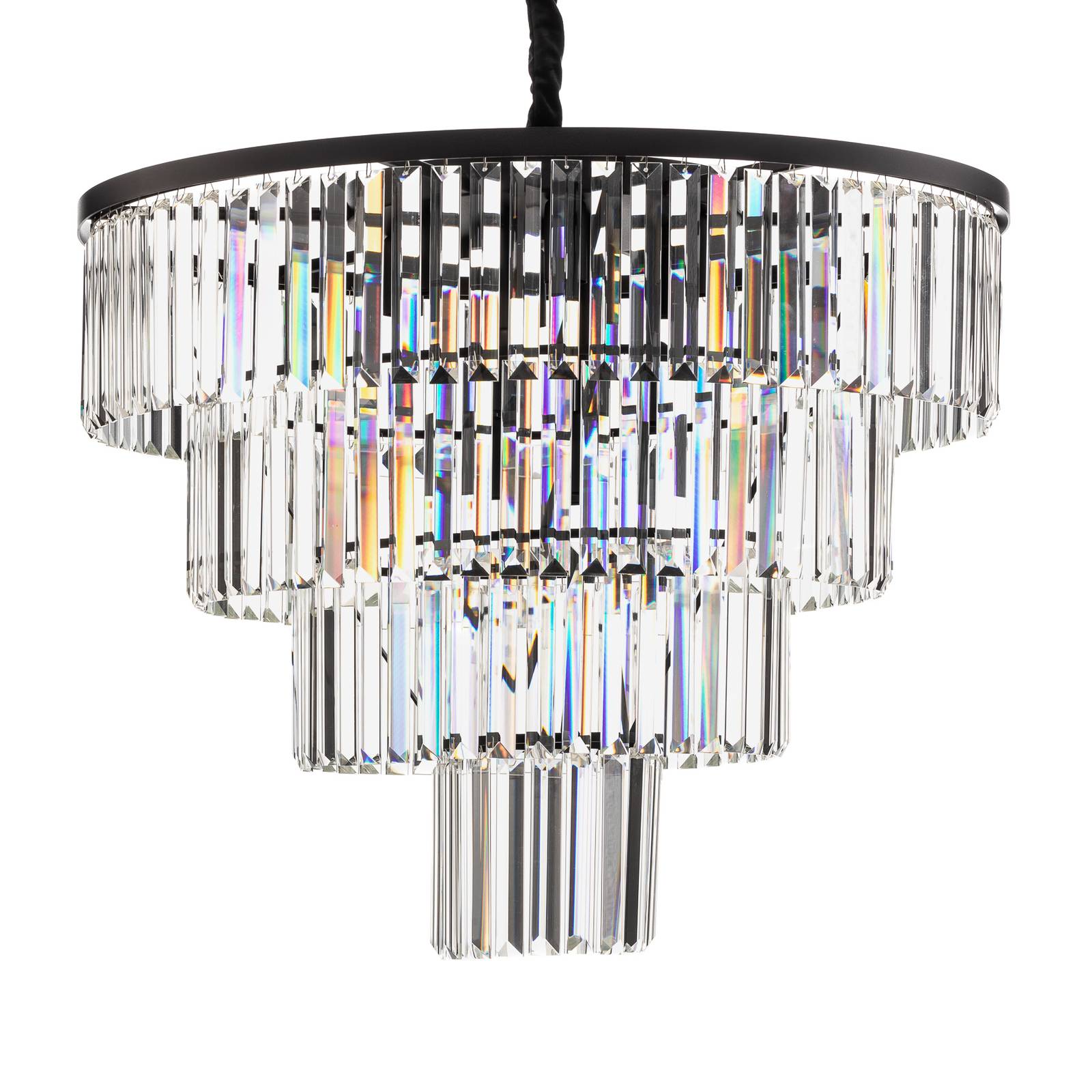 Lampa wisząca Cristal, przezroczysty/czarny, Ø 71 cm