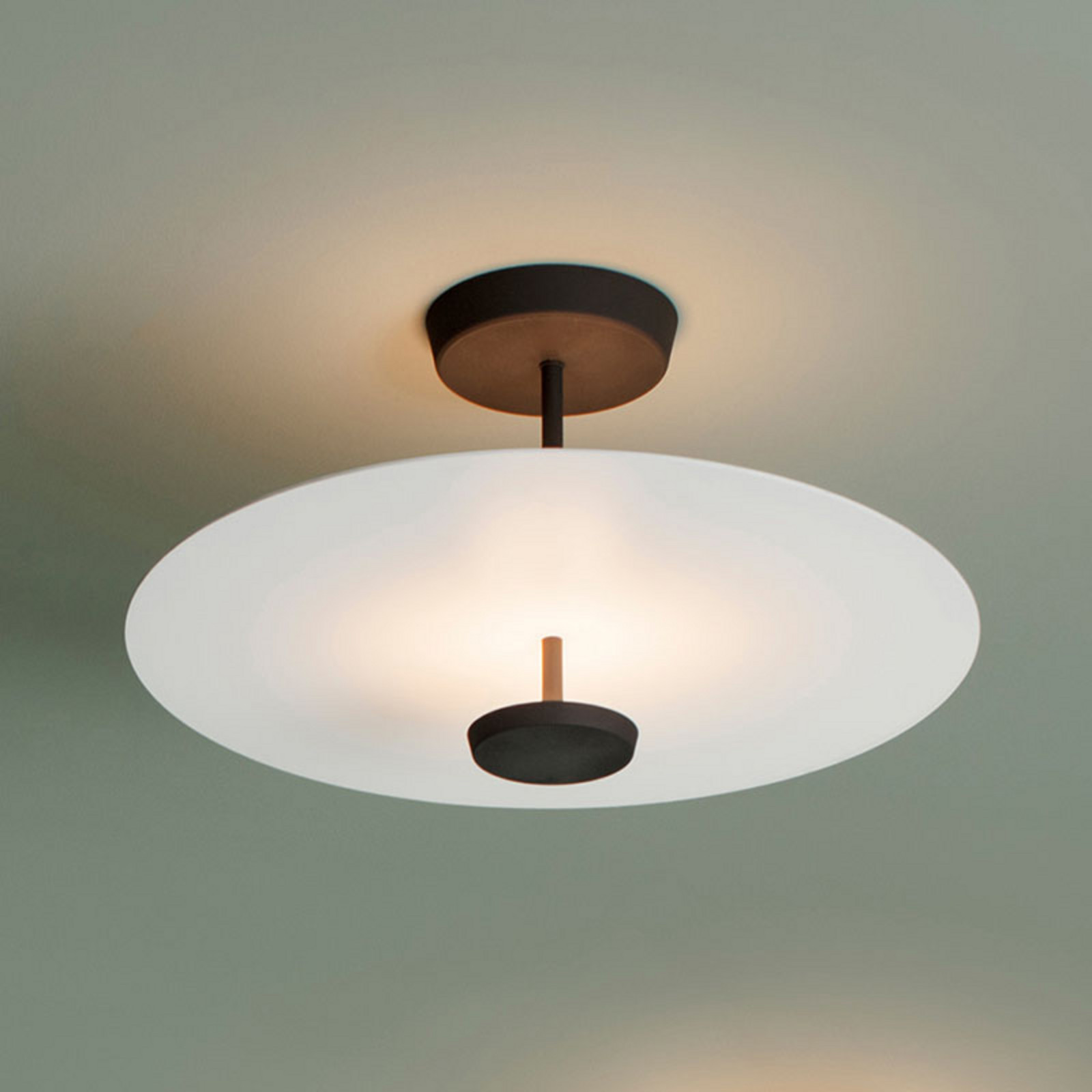 Vibia Flat plafonieră LED 2 becuri Ø 55 cm alb - Camera de zi / sufragerie - Scandinavă - alb negru - Metal