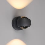 LED-utomhusvägglampa, grafit, upp & ner, CCT, dimbar, aluminium