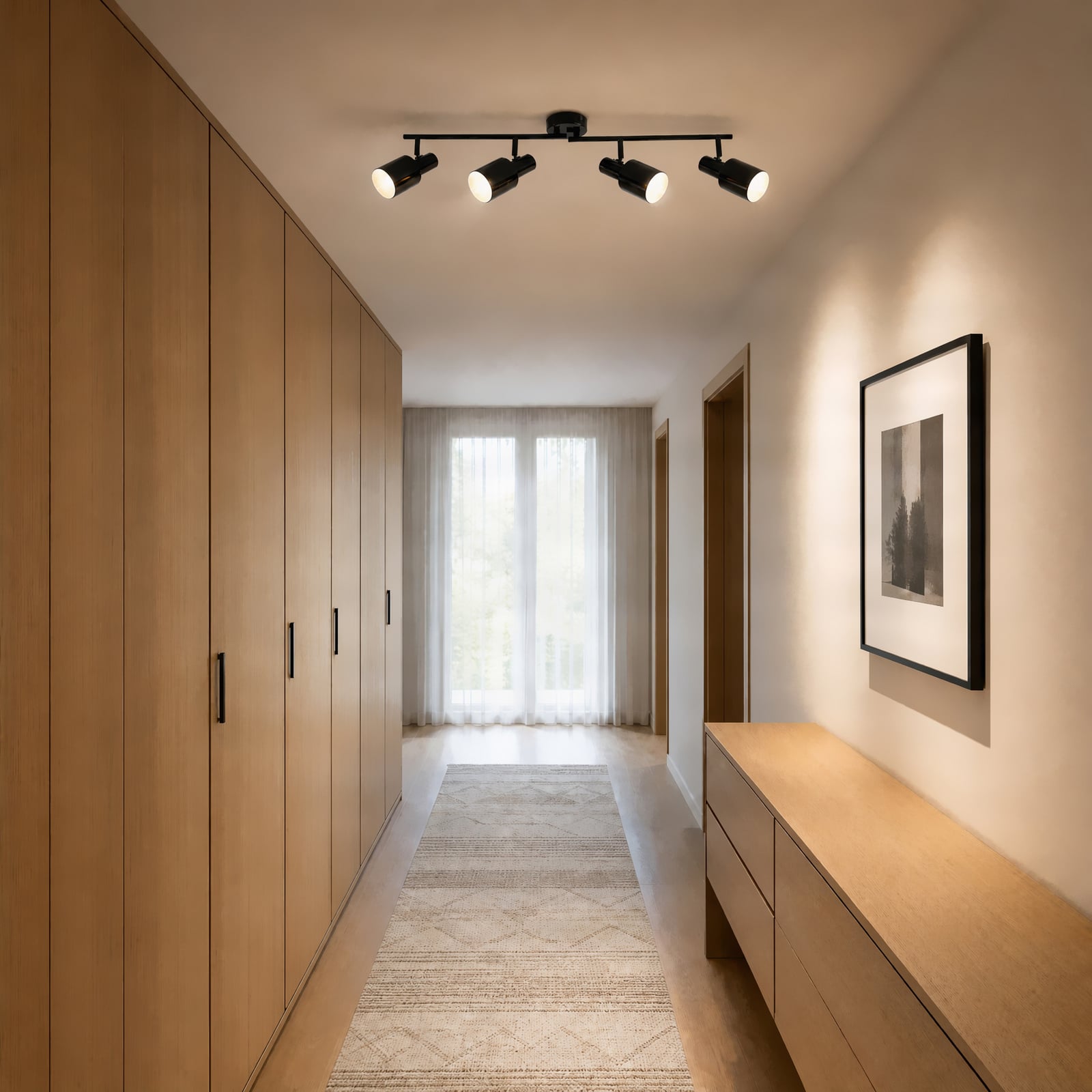 Spot pour plafond Lindby Ovelia, noir, 80 cm, à 4 lampes, E27