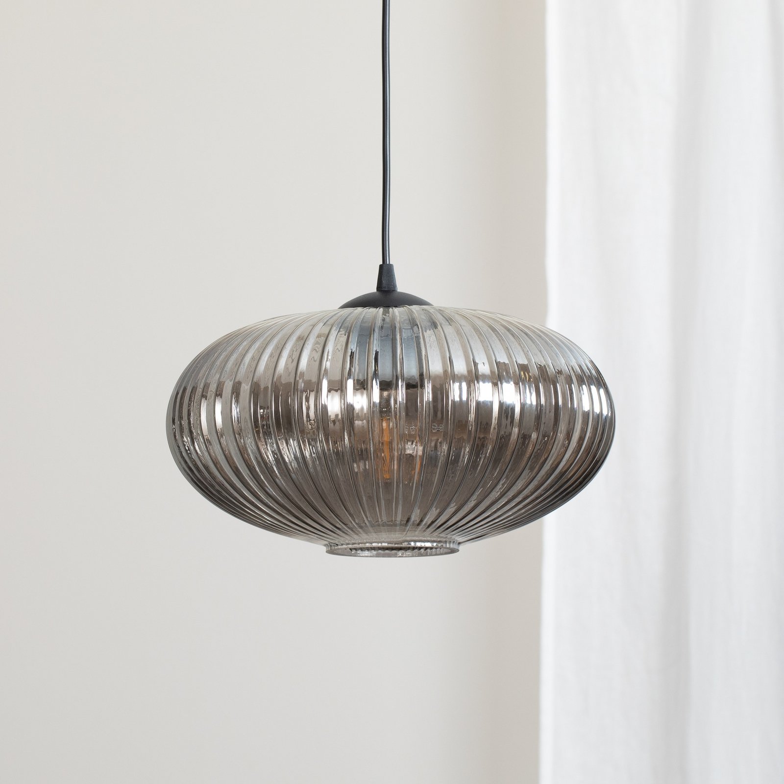Závěsné svítidlo Origo, Ø 30 cm, kouřově šedá/černá, decentrální
